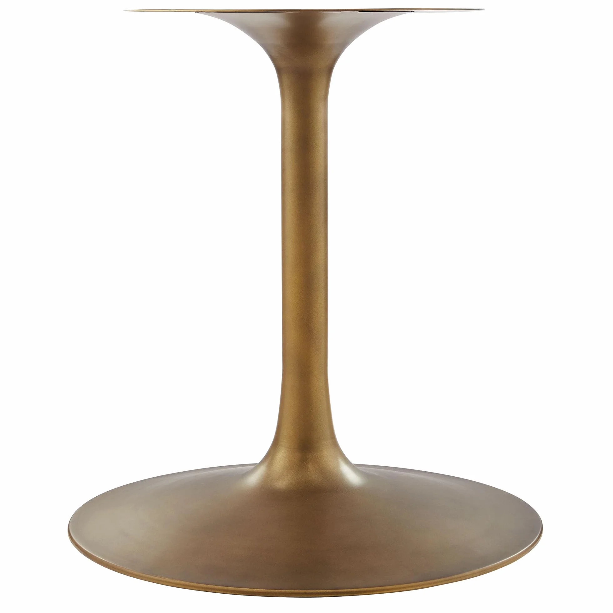 Modway Lippa 48 Inch Round Wood Dining Table with Metal Pedestal in Brass Walnut - Modern Industrial Dining Table for 4 People - Solid Wood Tulip Kitchen Table