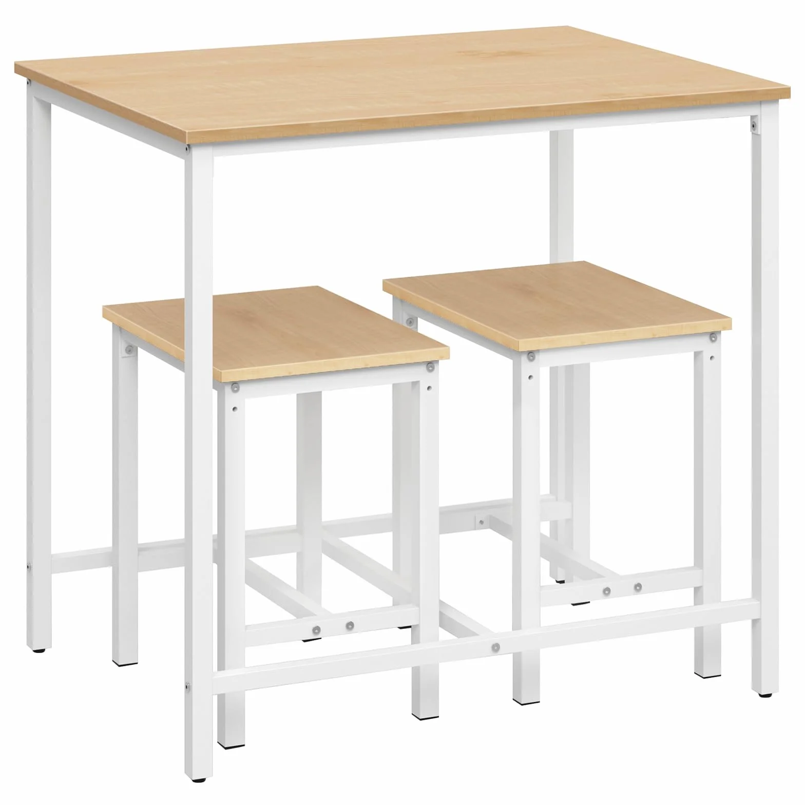 HOOBRO 3-Piece Industrial Dining Table Set, Kitchen Table, Space Saving Dinette for Kitchen, Dining Room, Small Space, Breakfast Nook, Living Room, Party, Natural and White WN75CZ01G1