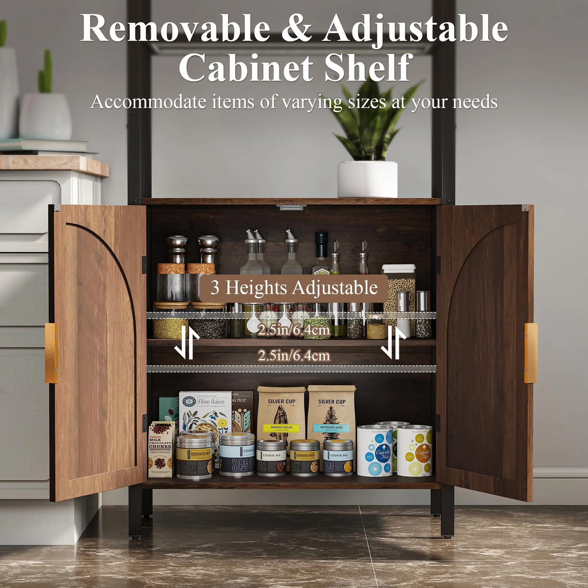 Turosur Rattan Bookshelf with Storage, Boho Bookcase with Wicker Doors, 71" Tall Book Shelf with LED Lights for Living Room, Brown
