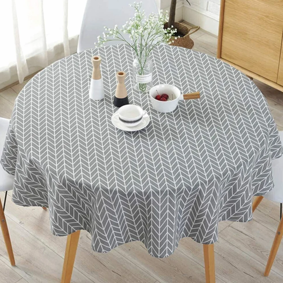 Tovaglia trasparente Tovaglia rotonda in lino di cotone Lavabile Tovaglia stampata Tovaglia antipolvere per cucina Tavolo da pranzo Protezione per tavolo ( Colore : Bianco Dimensioni albero : Diametro