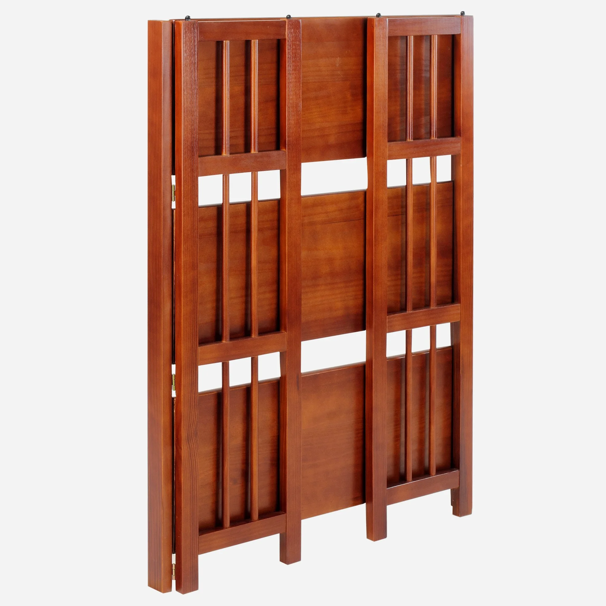 Casual Home 3-Shelf Folding Stackable Bookcase (27.5" Wide)-Walnut