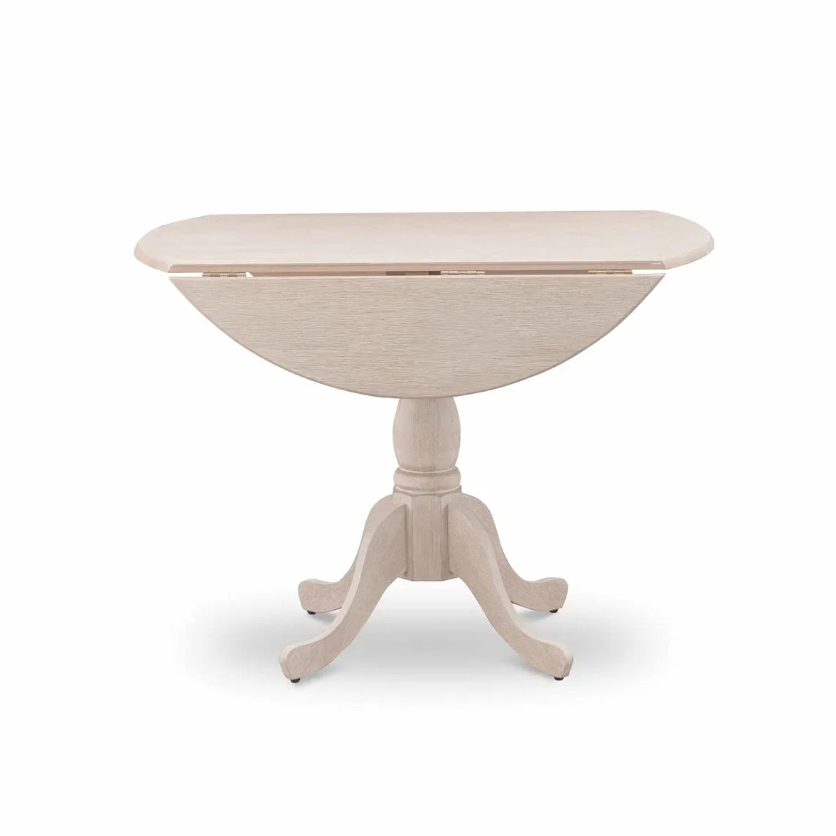 East West Furniture DMT-ABC-TP Dublin Kitchen Dining Table - a Round Wooden Table Top with Dropleaf & Pedestal Base, 42x42 Inch, Wirebrushed Buttercream | Kitchen