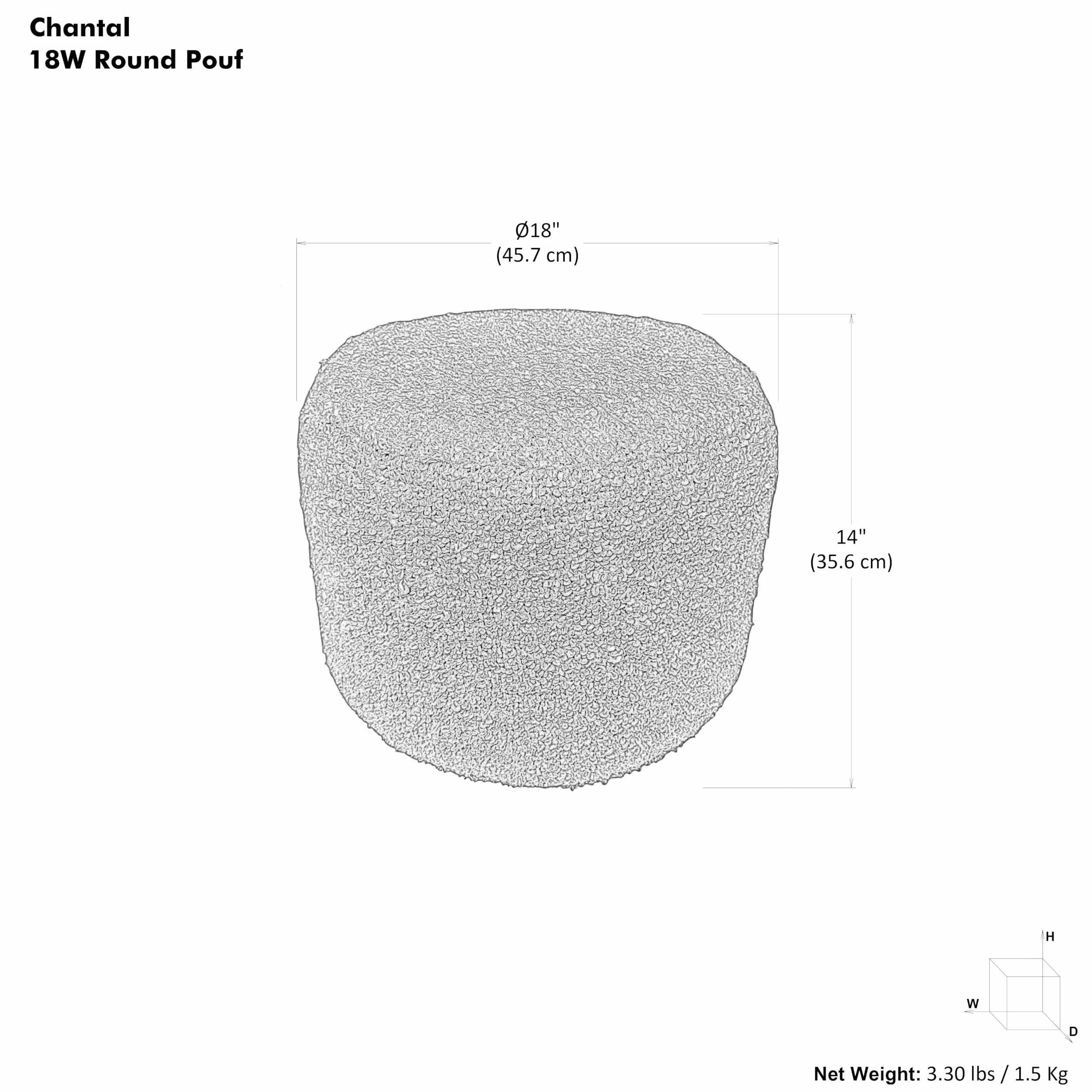 SIMPLIHOME Clay 18" Wide Cube Pouf in Grey/Natural Cotton