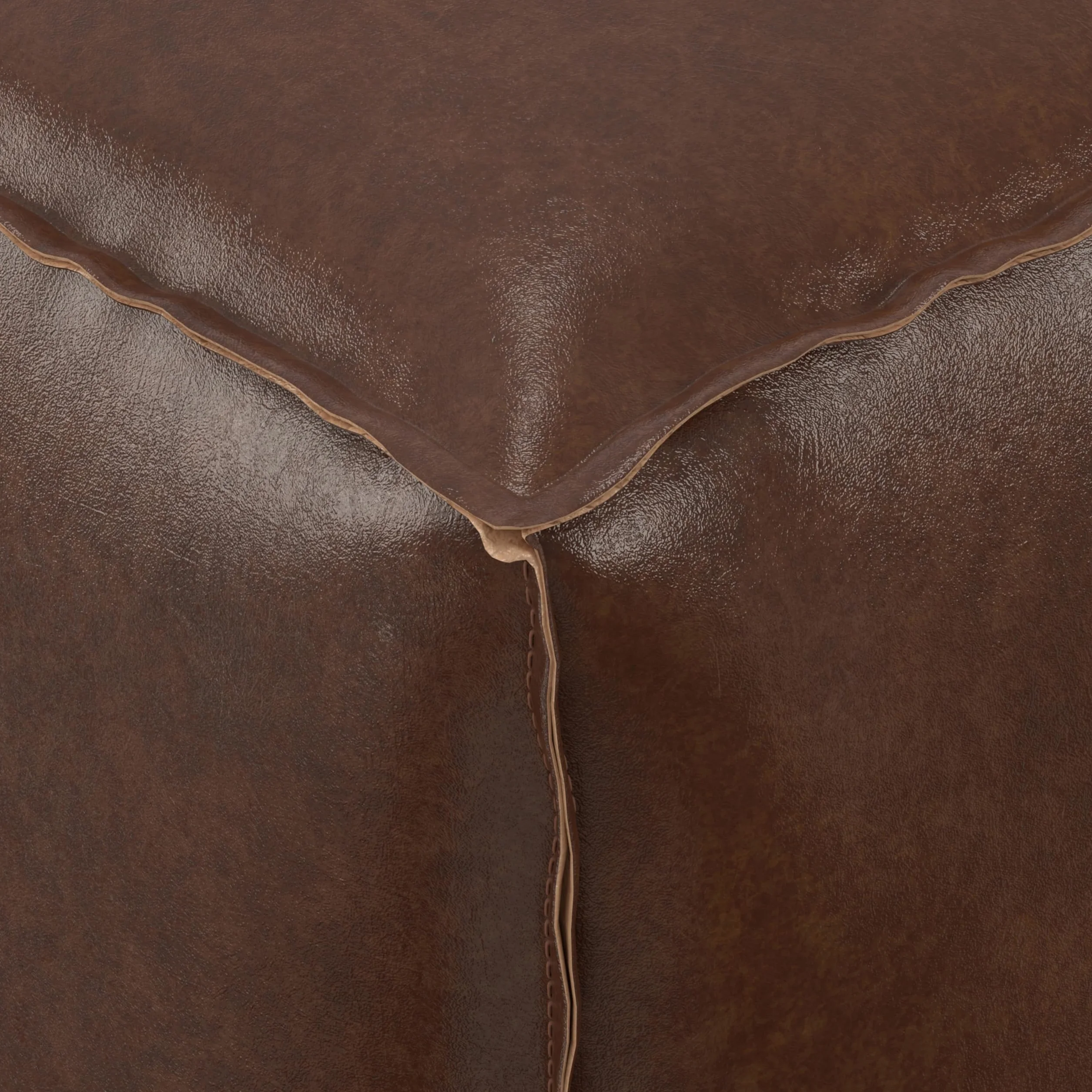 SIMPLIHOME Brody 24" Wide Pouf in Distressed Camel Brown Faux Leather