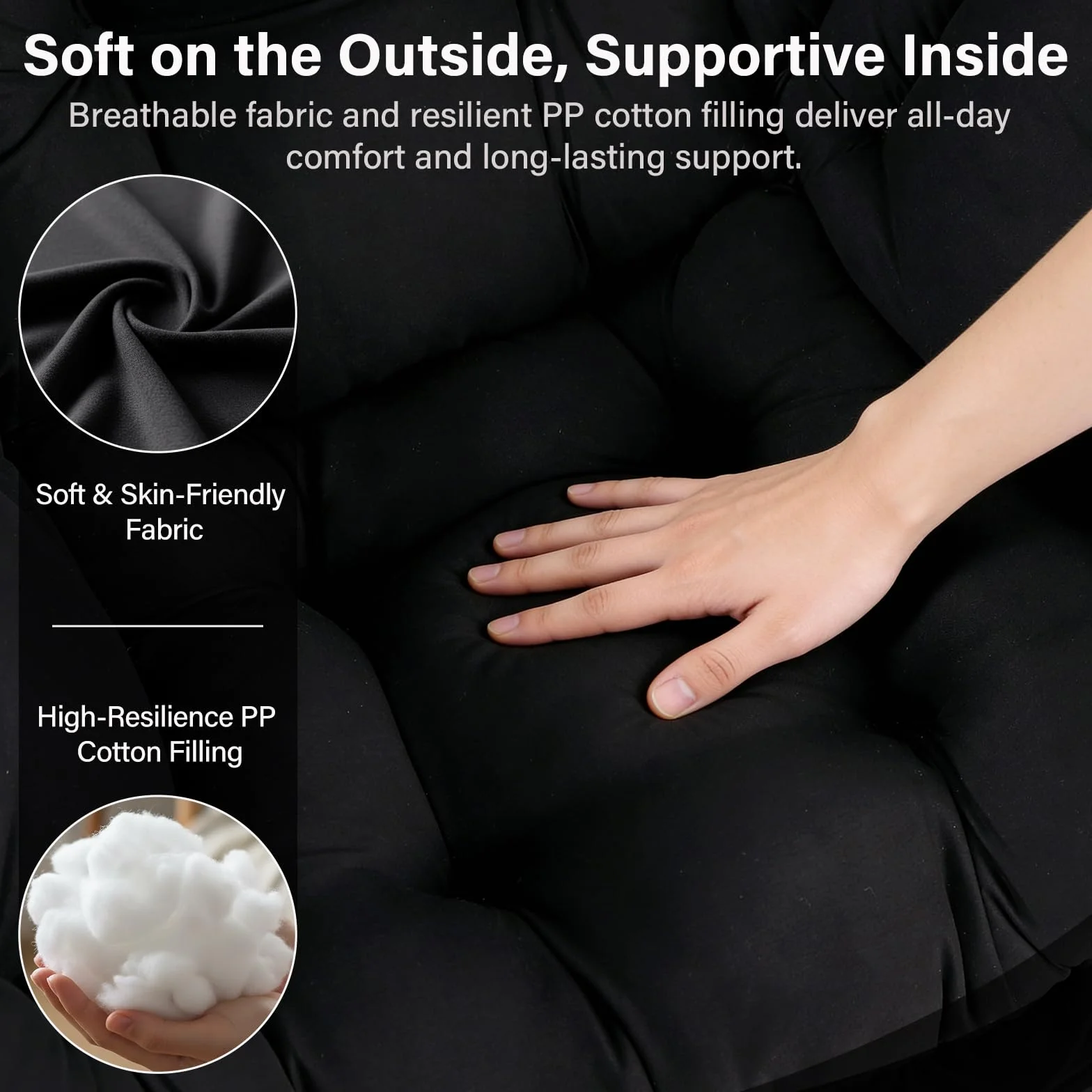 MBOOYOME Modern Lazy Chair with Ottoman, Comfy Accent Reading Chair, Black | Removable & Machine-washable Cover,with Armrests & Side Pockets,Upholstered Lounge Chair for Bedroom,Dorm,Office,Small Space