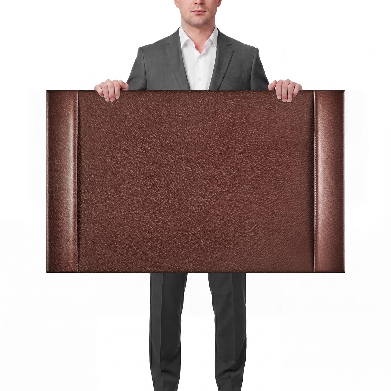 Luxury Leather Desk Mat with Integrated Side Rails