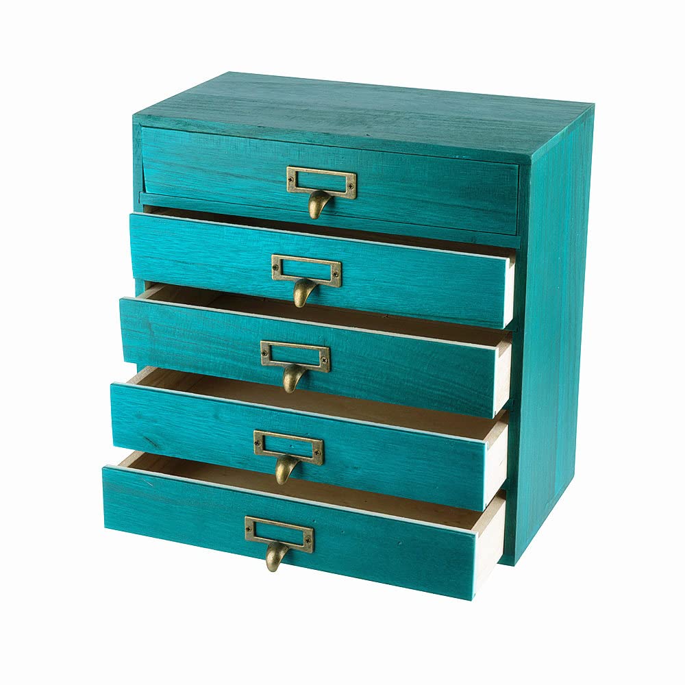 Mediterranean Blue Wood Organizer Chest