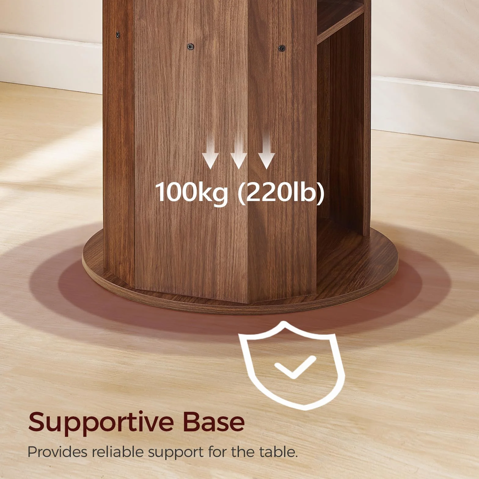 MAHANCRIS 31.5" Round Dining Table with Storage Shelf for 2-3, Circle Kitchen Dinner Table with Thick Tabletop, for Small Spaces, Circle Nook Table for Kitchen & Dining Room, Walnut DTWA8501