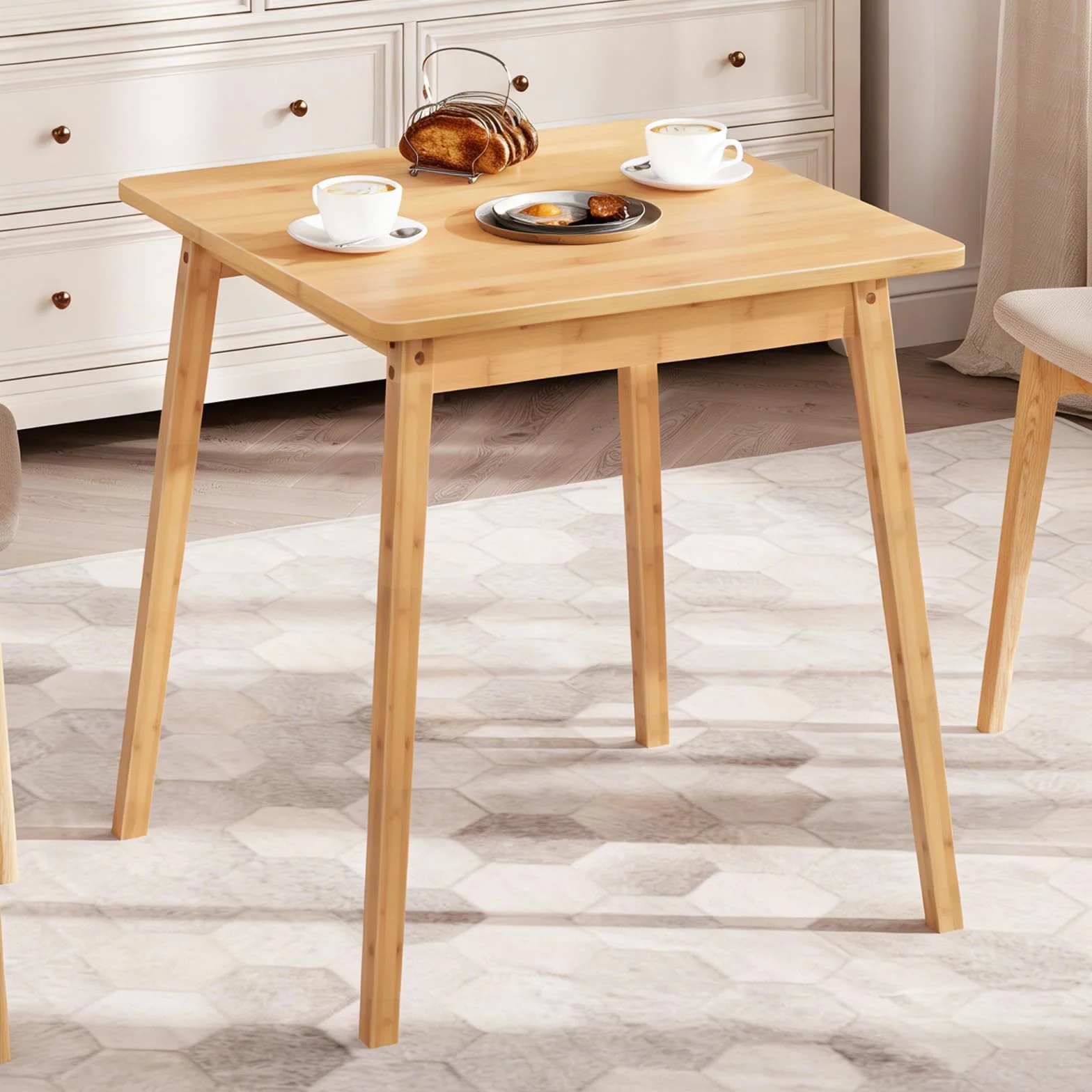 HOOBRO Bamboo Dining Table, Square Dining Table for 2, 27.6" Kitchen Table for Small Space, Writing Table, Easy to Assemble, for Dining Room, Living Room, Office, Kitchen, Natural YL70CZ01G1