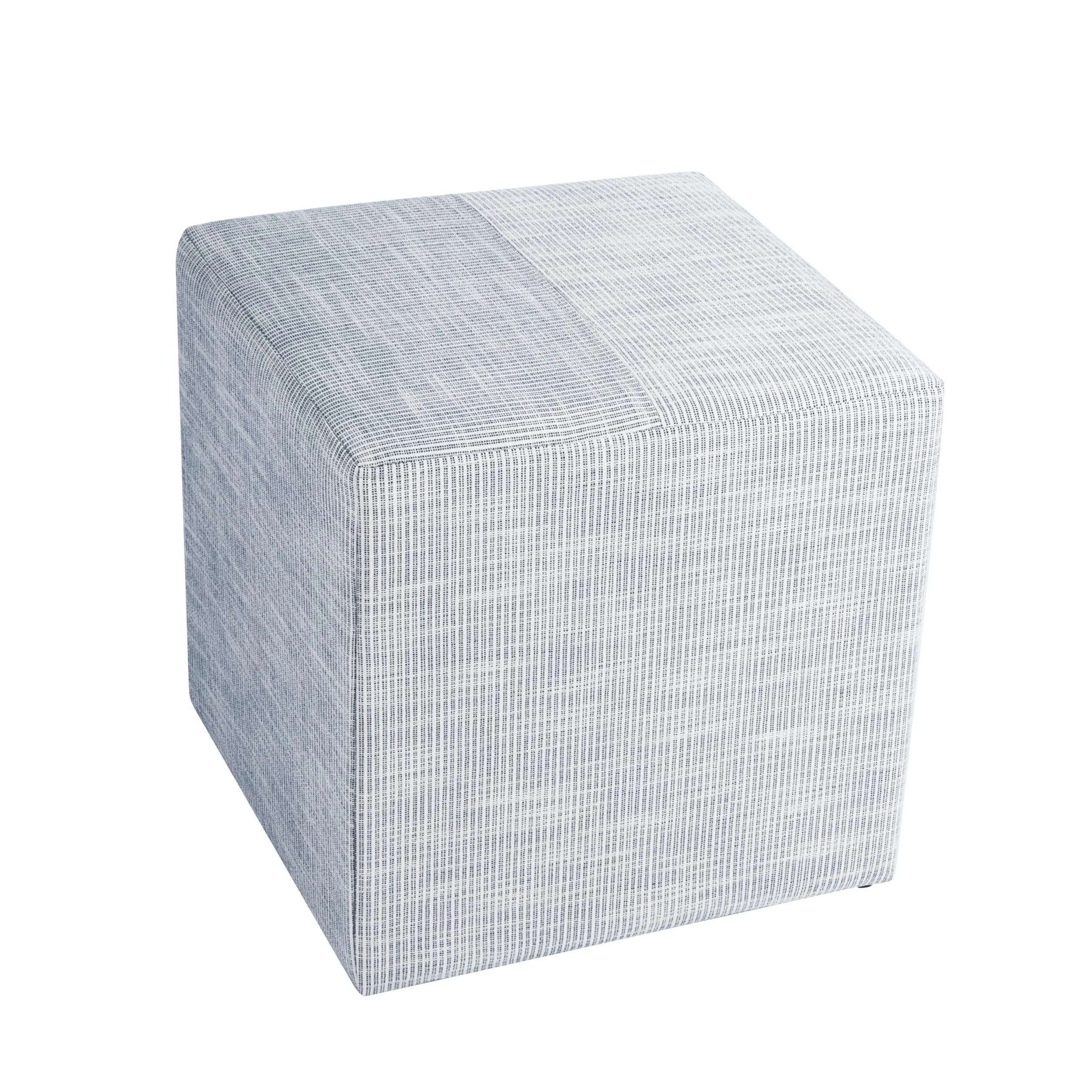HomePop 19" Square Ottoman - Blue Pinstripe Fabric