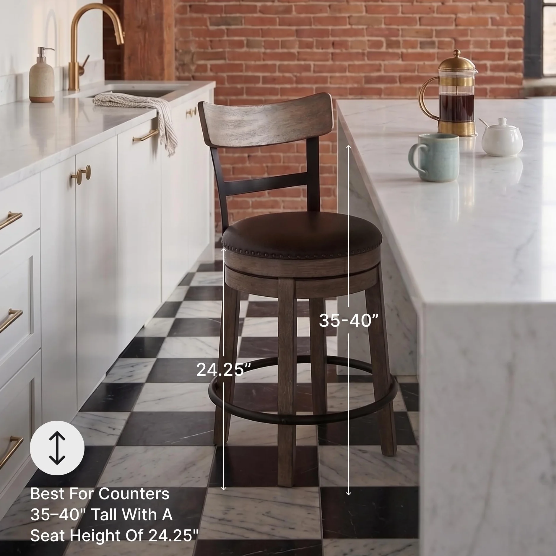 Signature Design by Ashley Pinnadel Counter Height Swivel Bar Stool, Brown