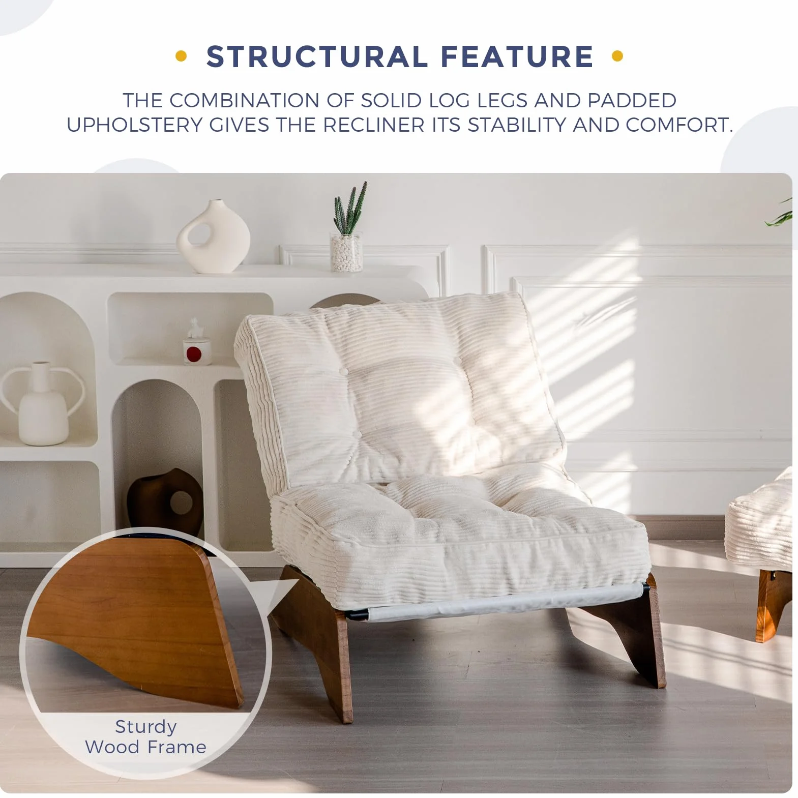 MAXYOYO Accent Chair with Ottoman, Lounge Chair with Adjustable Backrest | Tufted Living Room Chair Upholstered Lounge Chair with Footrest Set, Modern Chair for Reading Room, Beige
