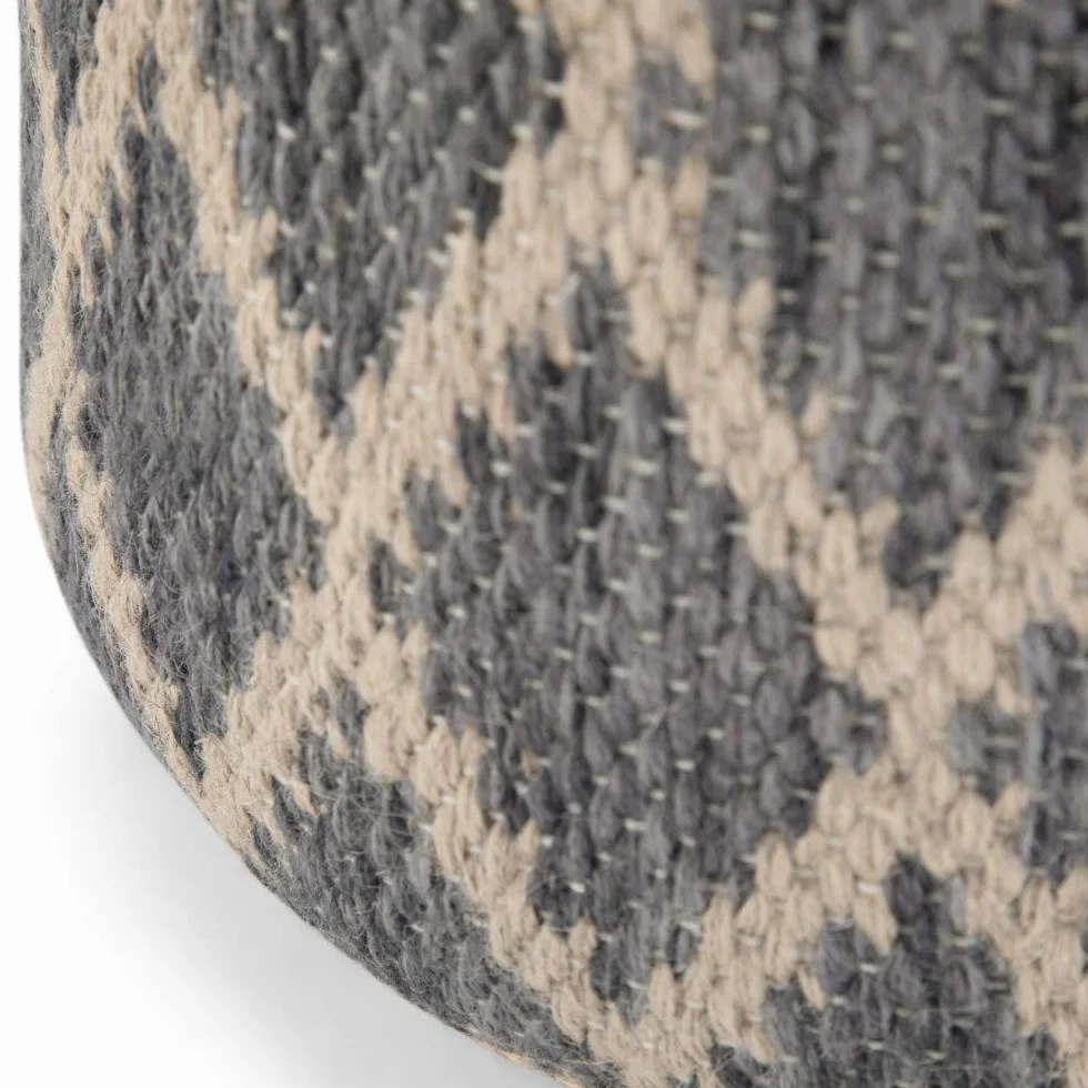 SIMPLIHOME Edgeley 18" Wide Round Pouf in Grey/Natural Jute and Cotton
