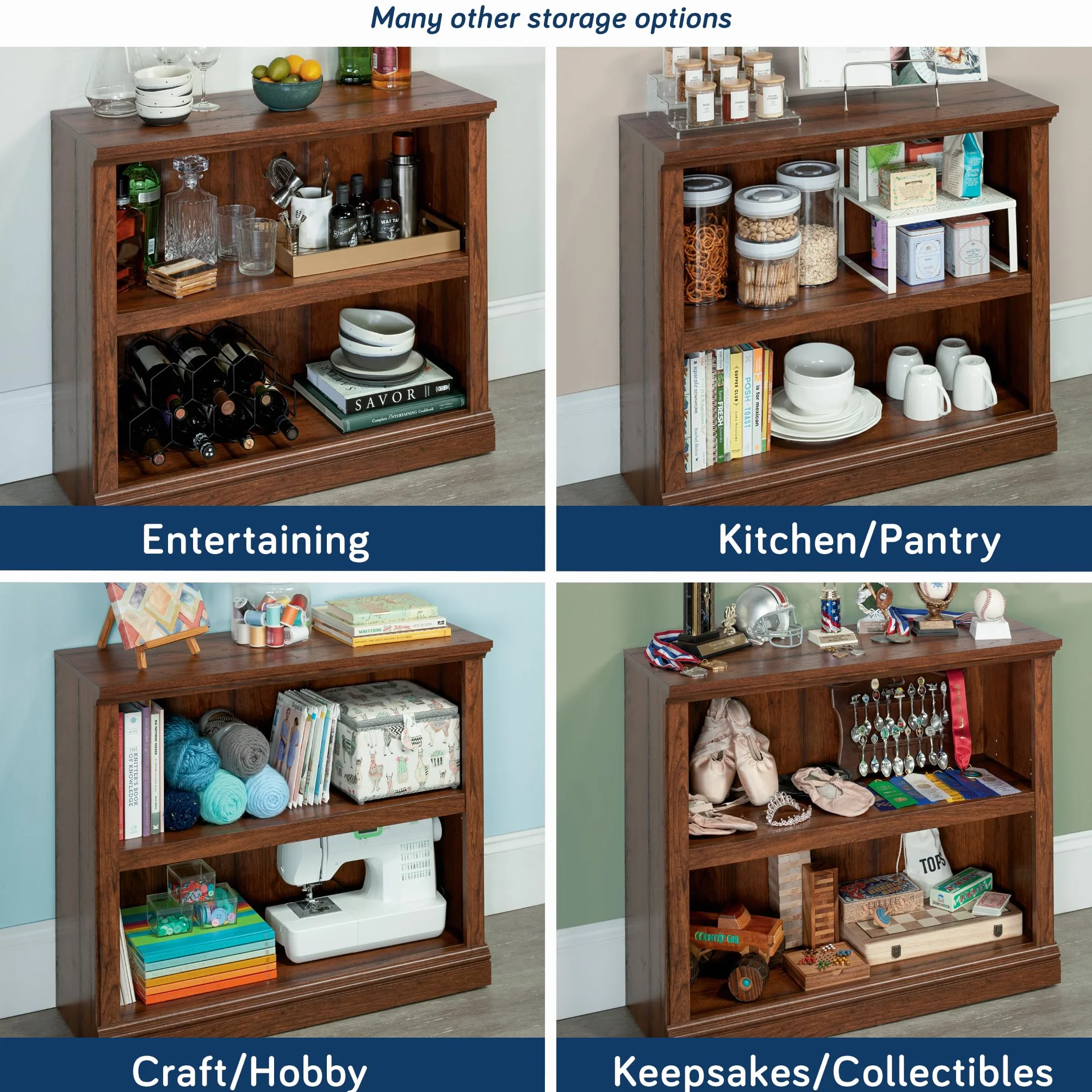 Sauder Miscellaneous Storage 2-Shelf Bookcase/ Book Shelf, Washington Cherry finish