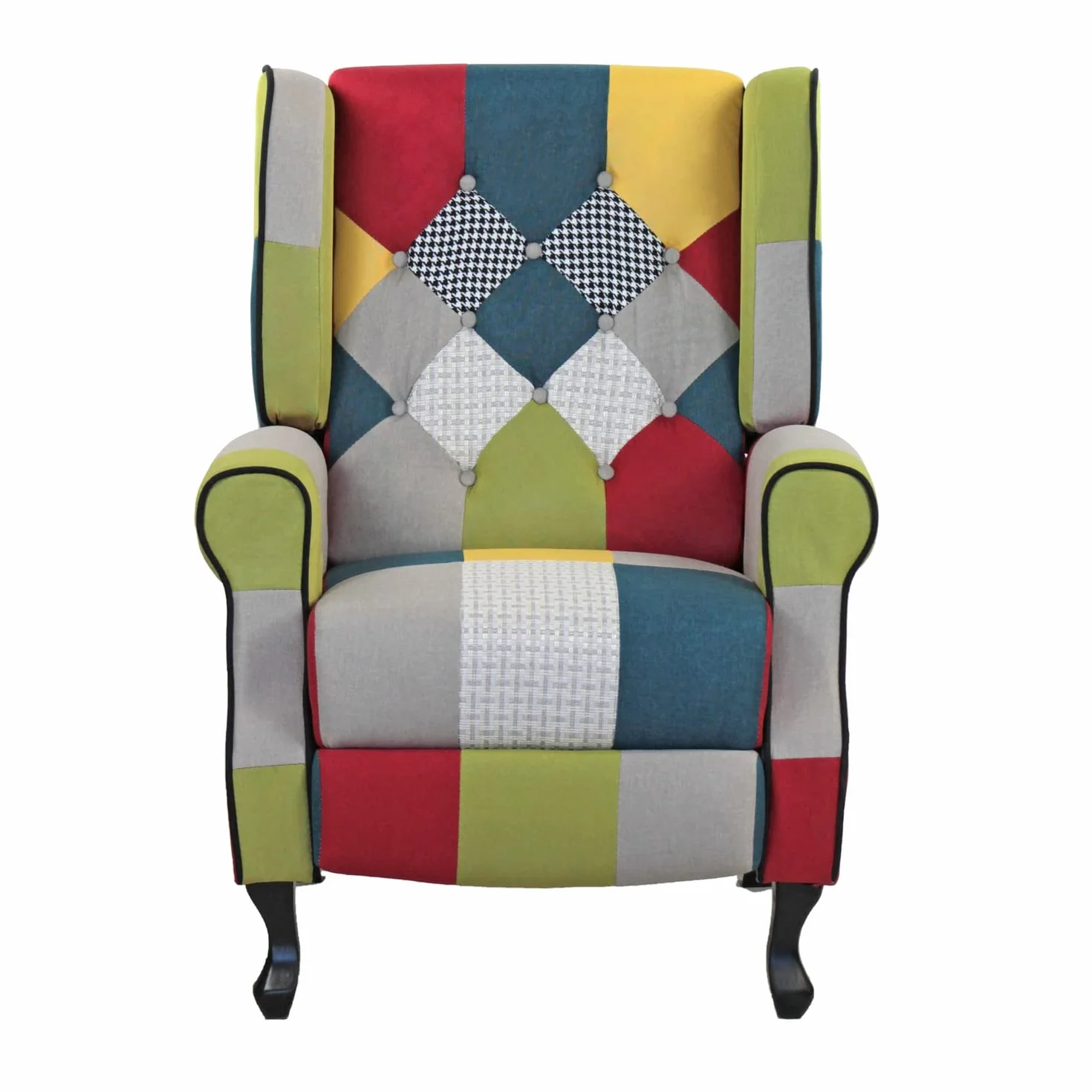 BRIGROS La voglia di fare WeHome - Recliner Chair with Ergonomic Fabric Seat, Bed Chair, Adjustable Backrest, for Living Room, Living Room and Office (Patchwork, Patchwork)