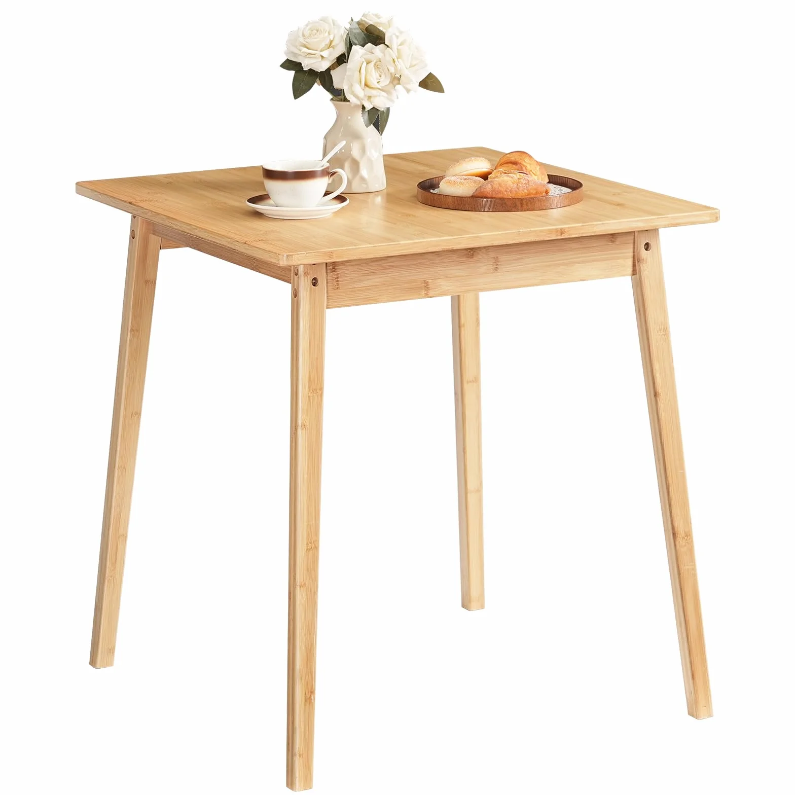 HOOBRO Bamboo Dining Table, Square Dining Table for 2, 27.6" Kitchen Table for Small Space, Writing Table, Easy to Assemble, for Dining Room, Living Room, Office, Kitchen, Natural YL70CZ01G1