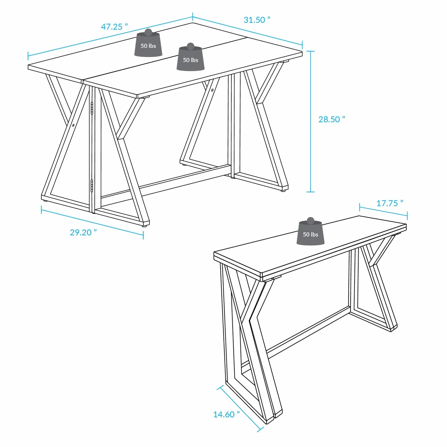 Aztecs Folding Console to Dining Convertible Table with Solid American Basswood
