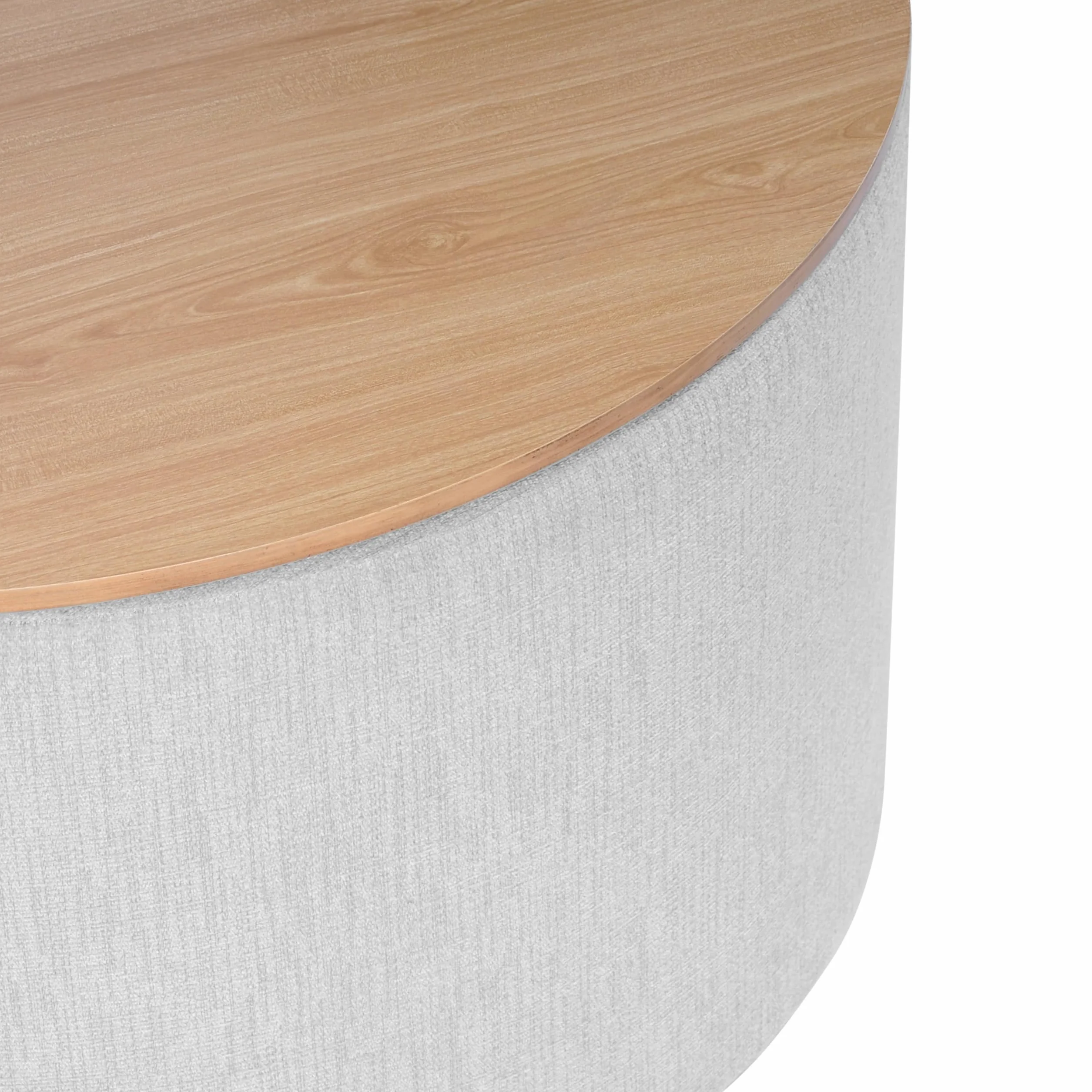 HomePop Storage Ottoman with Wood Grain Top - Light Gray Textured Woven