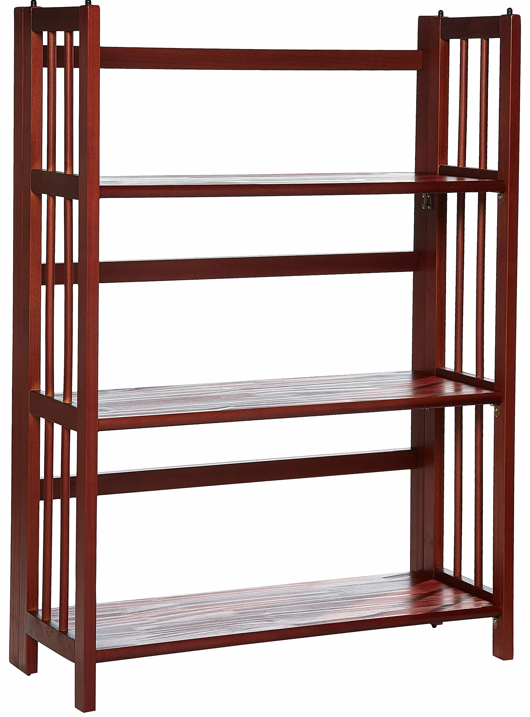 Casual Home 3-Shelf Folding Stackable Bookcase (27.5" Wide)-Walnut