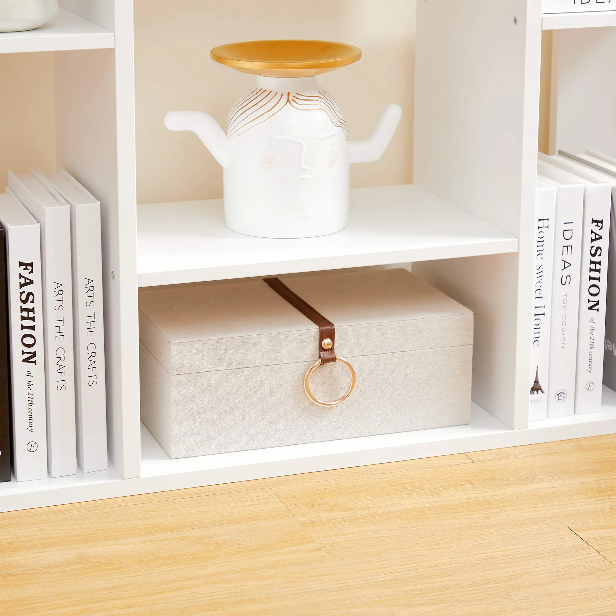 VASAGLE Bookshelf, Tree-Shaped Bookcase with 13 Storage Shelves, Rounded Corners, 9.8”D x 33.9”W x 55.1”H, White ULBC067W01
