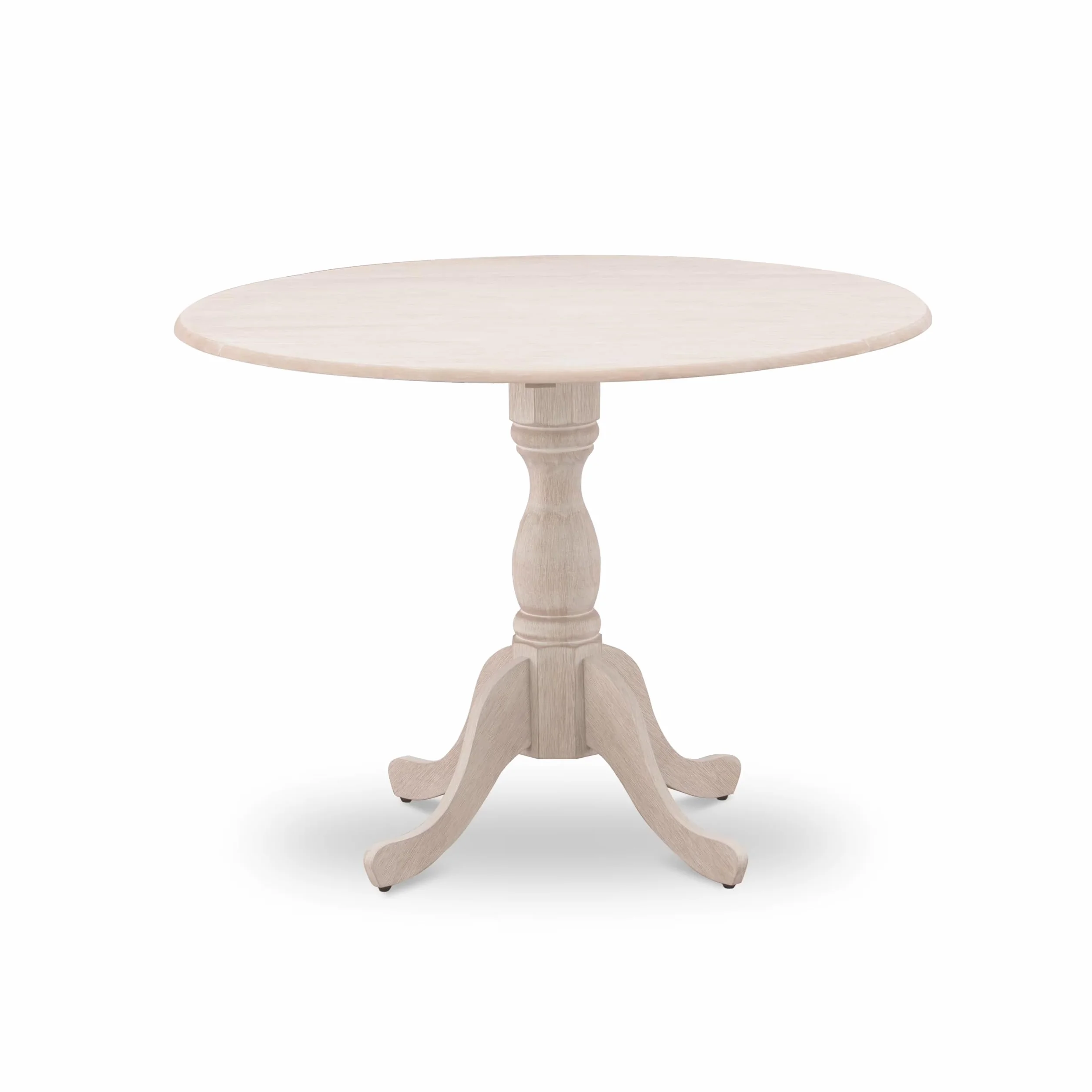 East West Furniture DMT-ABC-TP Dublin Kitchen Dining Table - a Round Wooden Table Top with Dropleaf & Pedestal Base, 42x42 Inch, Wirebrushed Buttercream | Kitchen
