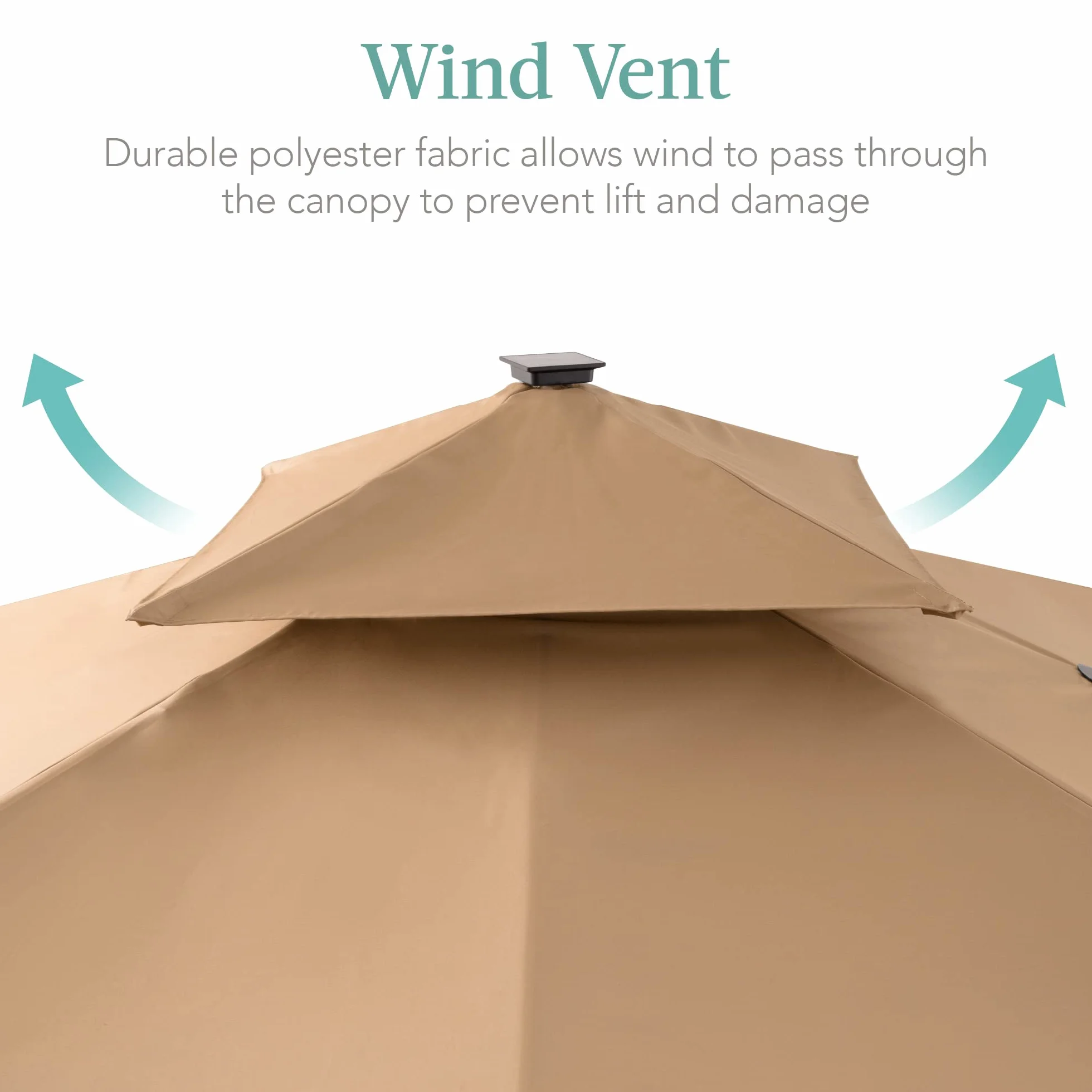 Best Choice Products 10x10ft Cantilever Patio Umbrella w/Base Included, Solar LED Lights 360 Rotation Large Offset Hanging Outdoor Shade for Deck Pool Backyard w/Stand – Tan