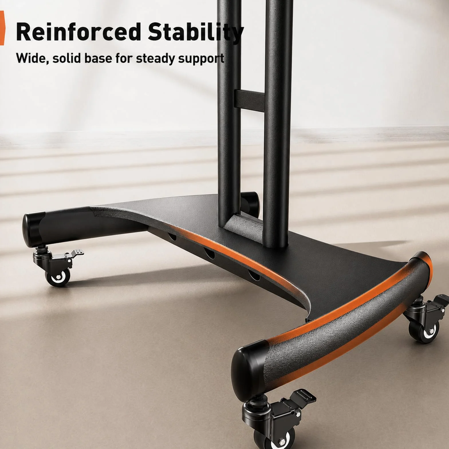 Perlegear Rolling TV Stand for 32-84 Inch TV, Mobile TV Cart up to 100lbs, Adjustable Height Outdoor TV Cart with Heavy-Duty Base, VESA 600x400mm, Portable TV Stand on Wheels for Livingroom PGTVMC05-1