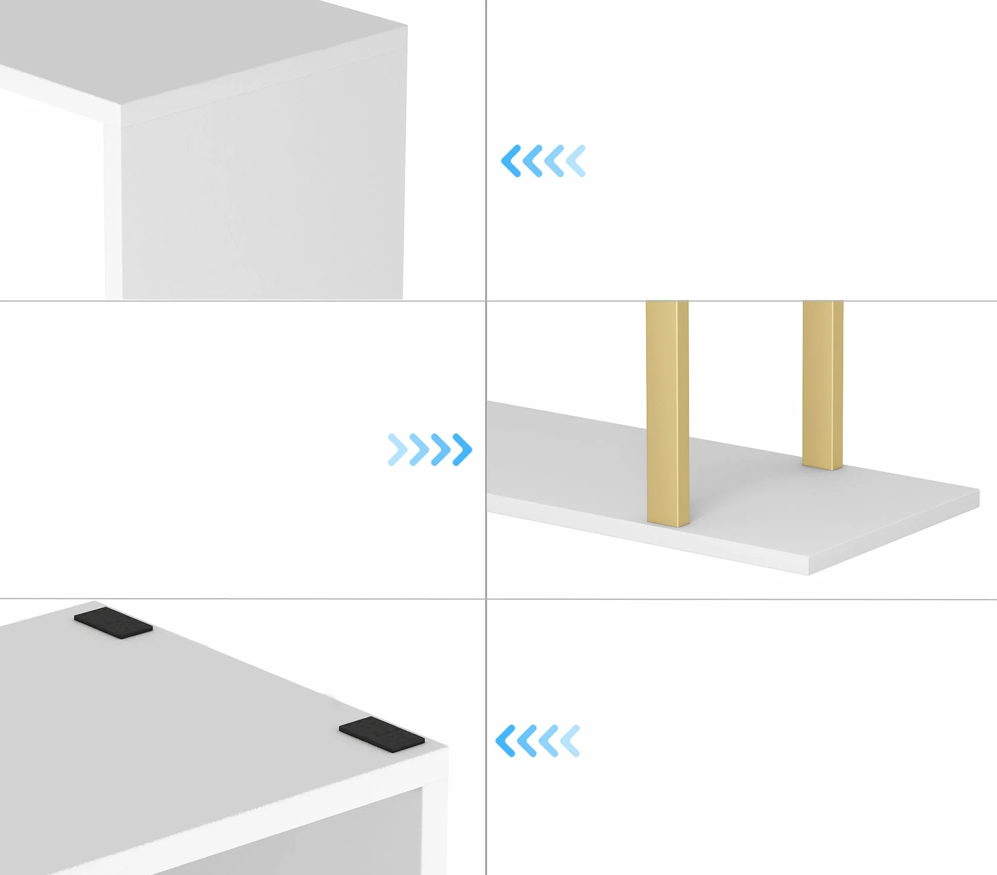 Yusong Geometric Bookcase, S Shaped Bookshelf 6-Tier Book Shelves for Bedroom, Modern Wood Decorative Display Shelf Tall Book Case for Home Office, Gold and White