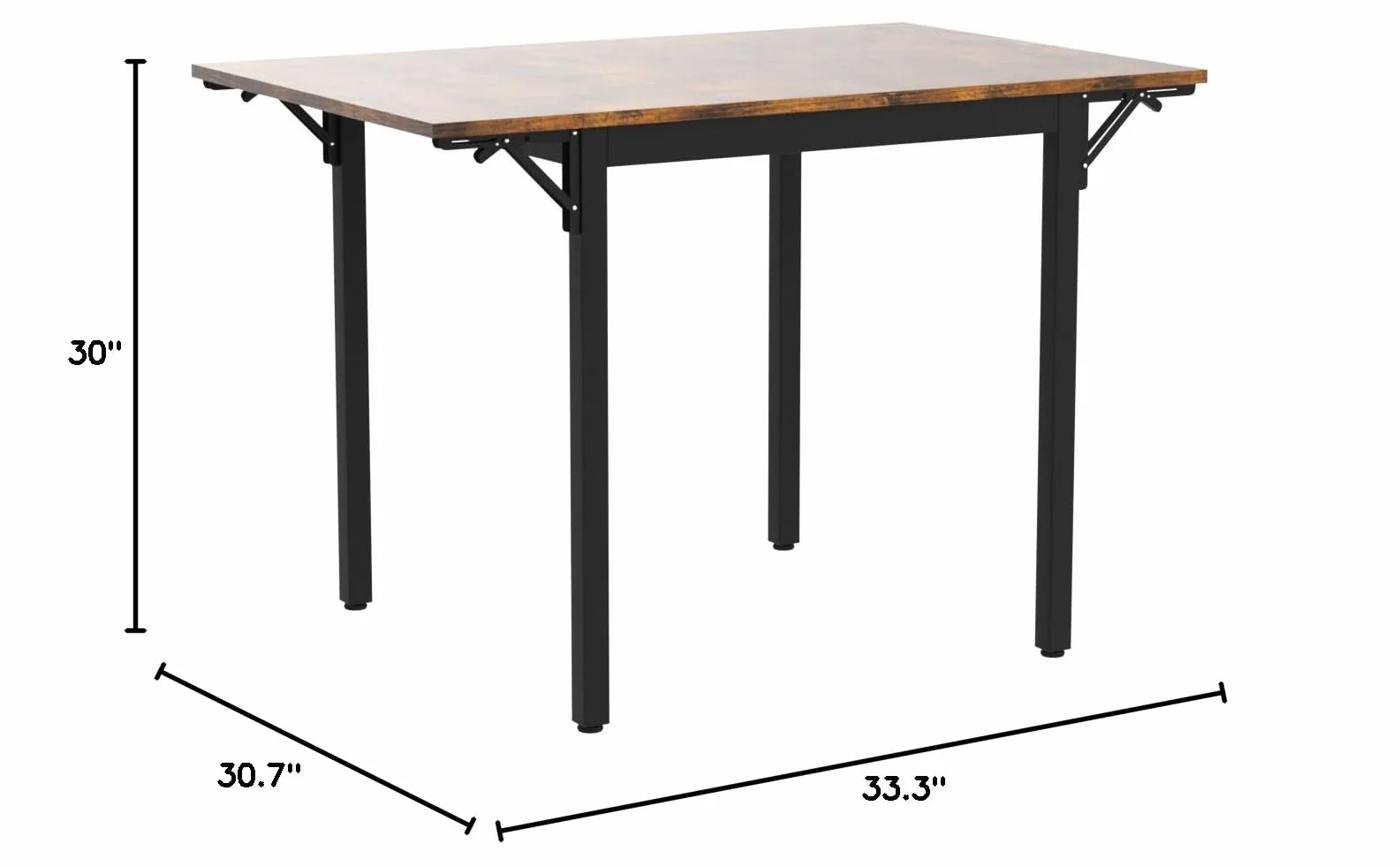 VASAGLE Folding Dining Table, Kitchen Table, Drop Leaf Extendable Table for Small Spaces, Seats 2-4 People, Industrial, Rustic Brown and Black UKDT077B01