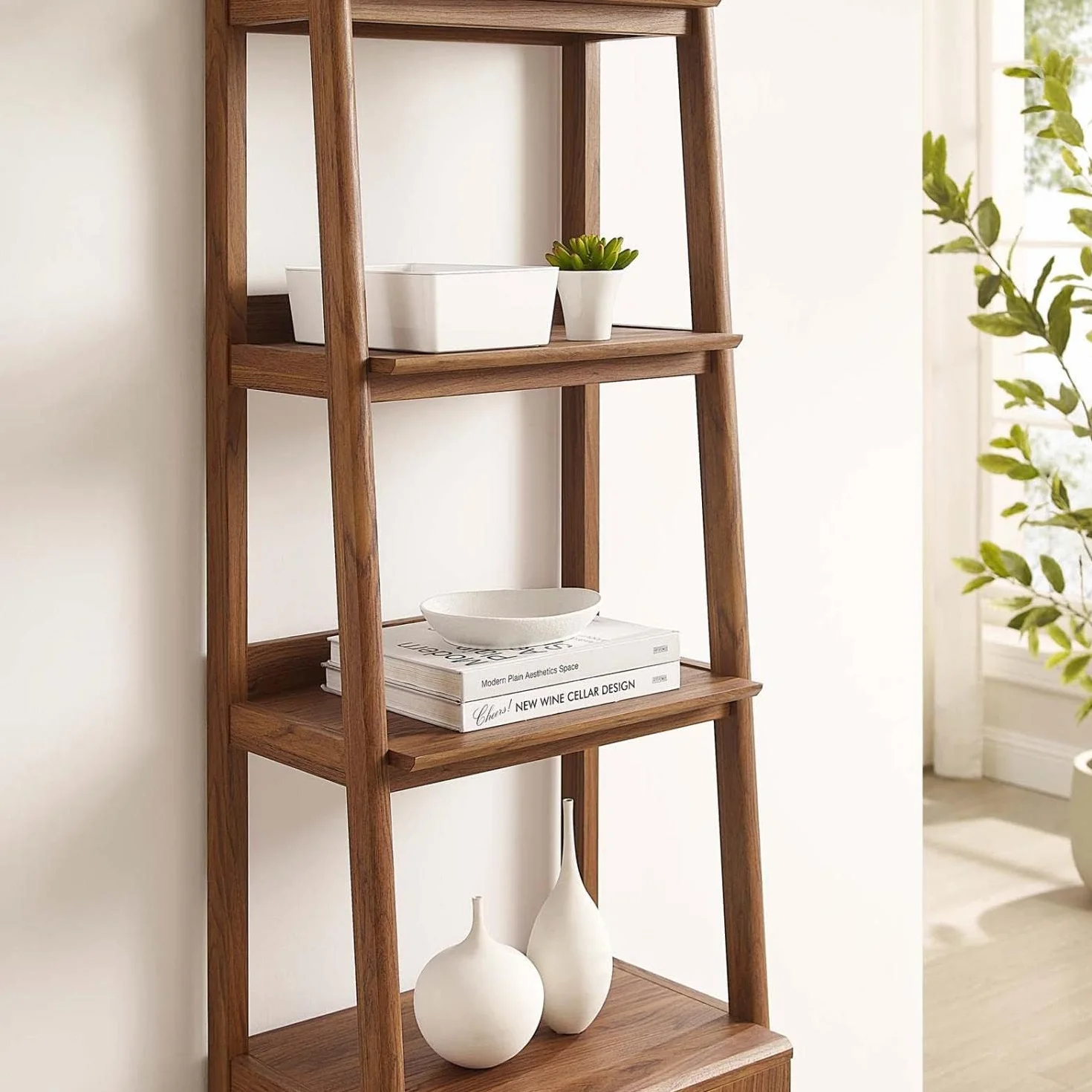 Modway 21" Bookshelf Display Case in Walnut