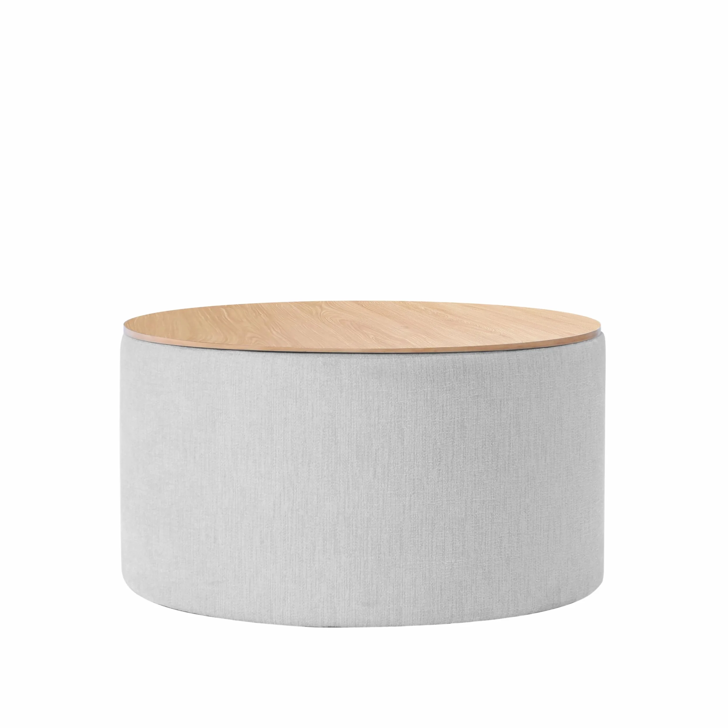 HomePop Storage Ottoman with Wood Grain Top - Light Gray Textured Woven