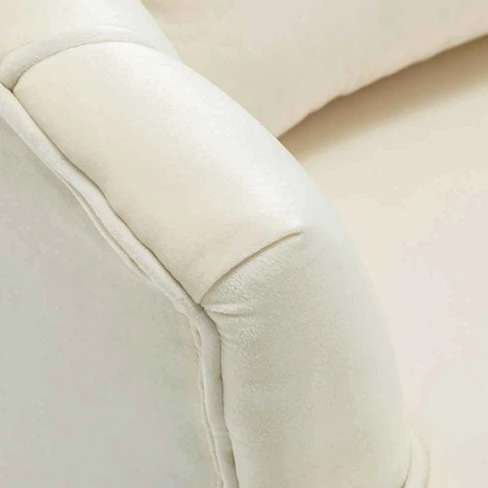 BAKAJI Relax Chair Cover Fabric Structure Wood and Metal Legs Gold Upholstered Modern Design Quilted Large Backrest Size 80 x 78 x 82 cm (Beige)