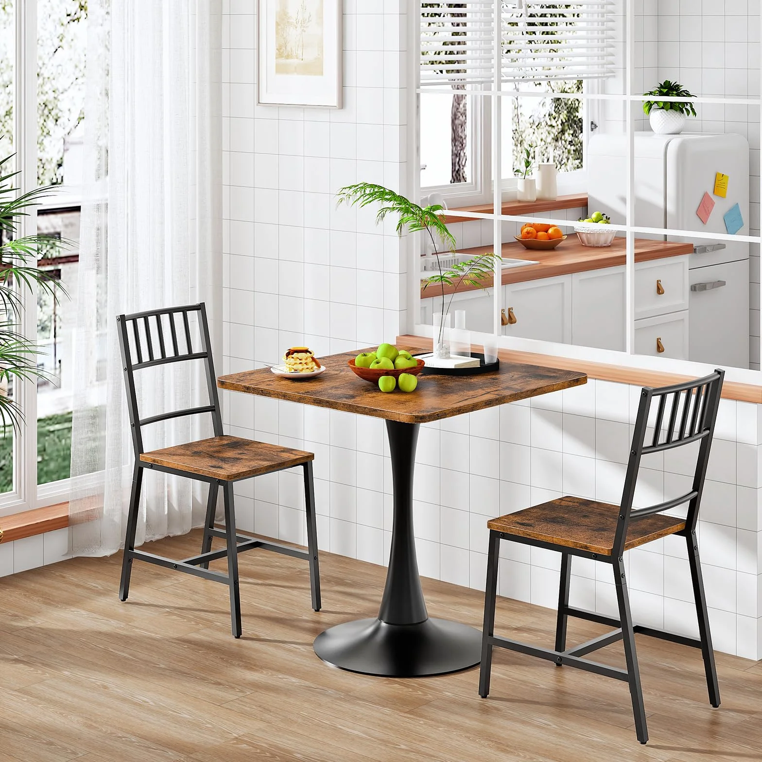 HOOBRO Dining Table, Square Dining Table for 2, 27.6" Dining Room Table for Small Spaces, Tulip Kitchen Table, Anti-Slip Heavy Base, Easy to Assemble, for Living Room, Kitchen, Rustic Brown BF18CZ01
