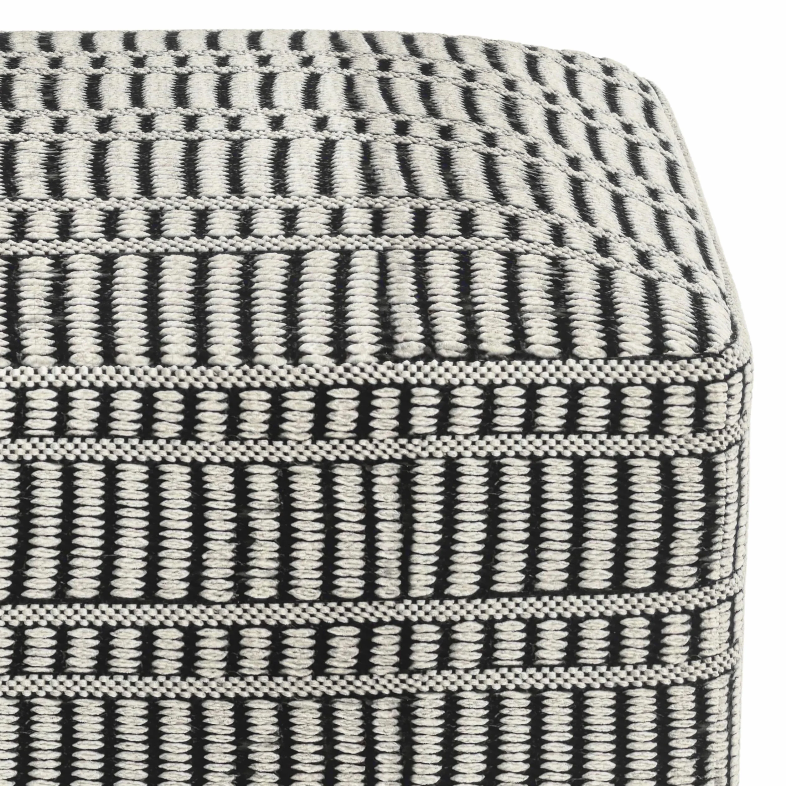 SIMPLIHOME Safford 20" Wide Square Pouf in Black/White PET Polyester