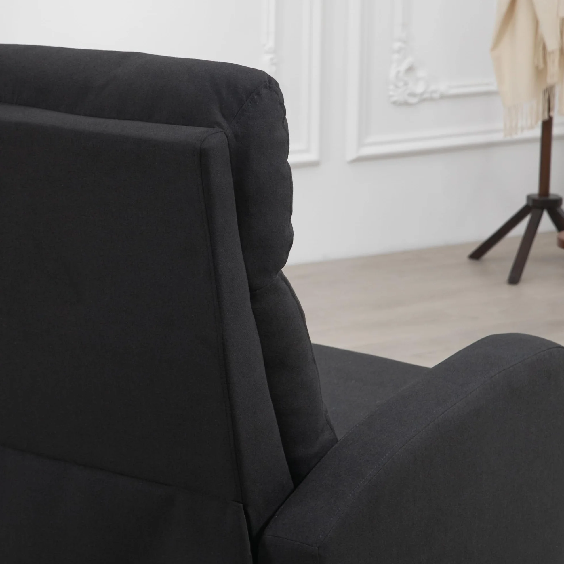 HOMCOM Manual Reclining Relax Armchair with Footrest, Reclining Armchair Upholstered in Linen and Steel Effect Fabric for Bedroom, Living Room and Living Room, Black