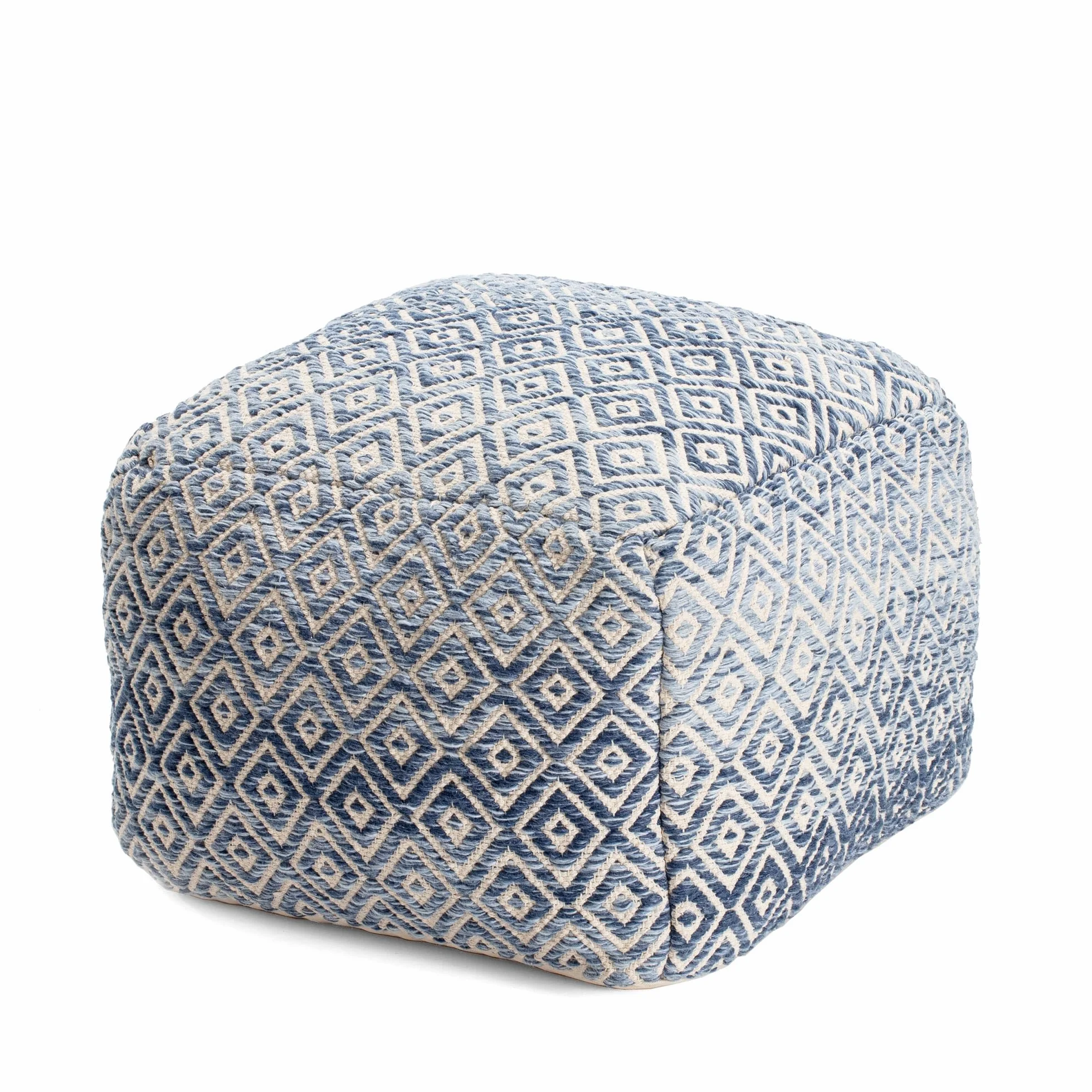 Anji Mountain Pouf Ottoman Foot Rest, Handmade Ottoman Pouf, Comfortable Foot Stool, Decorative Floor Seating for Living Room Decor, Bedroom & Home Décor Accent - Marine