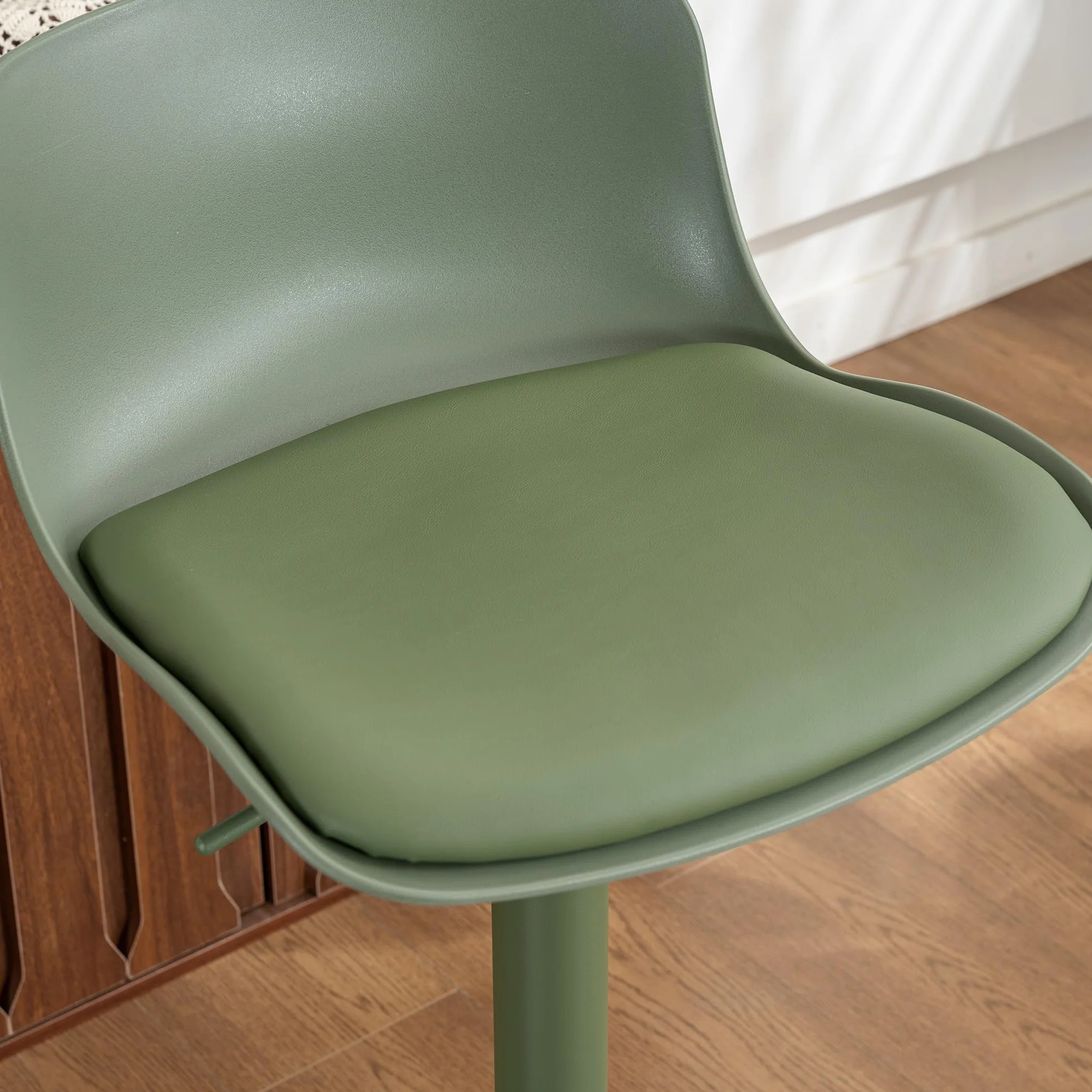 Kidol & Shellder Adjustable Swivel Bar Stools Set of 2 Olive Green | Modern PU Leather barstools, Counter Height Stools with Back, Metal Base for Kitchen Island Home Bar, Green Bar Stool