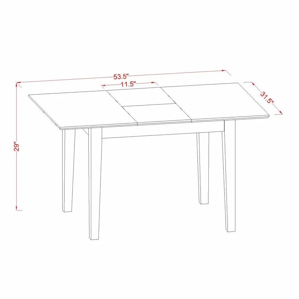 East West Furniture NFT-OAK-T Norfolk Kitchen Dining Table - a Rectangle Solid Wood Table Top with Butterfly Leaf, 32x54 Inch, OAK