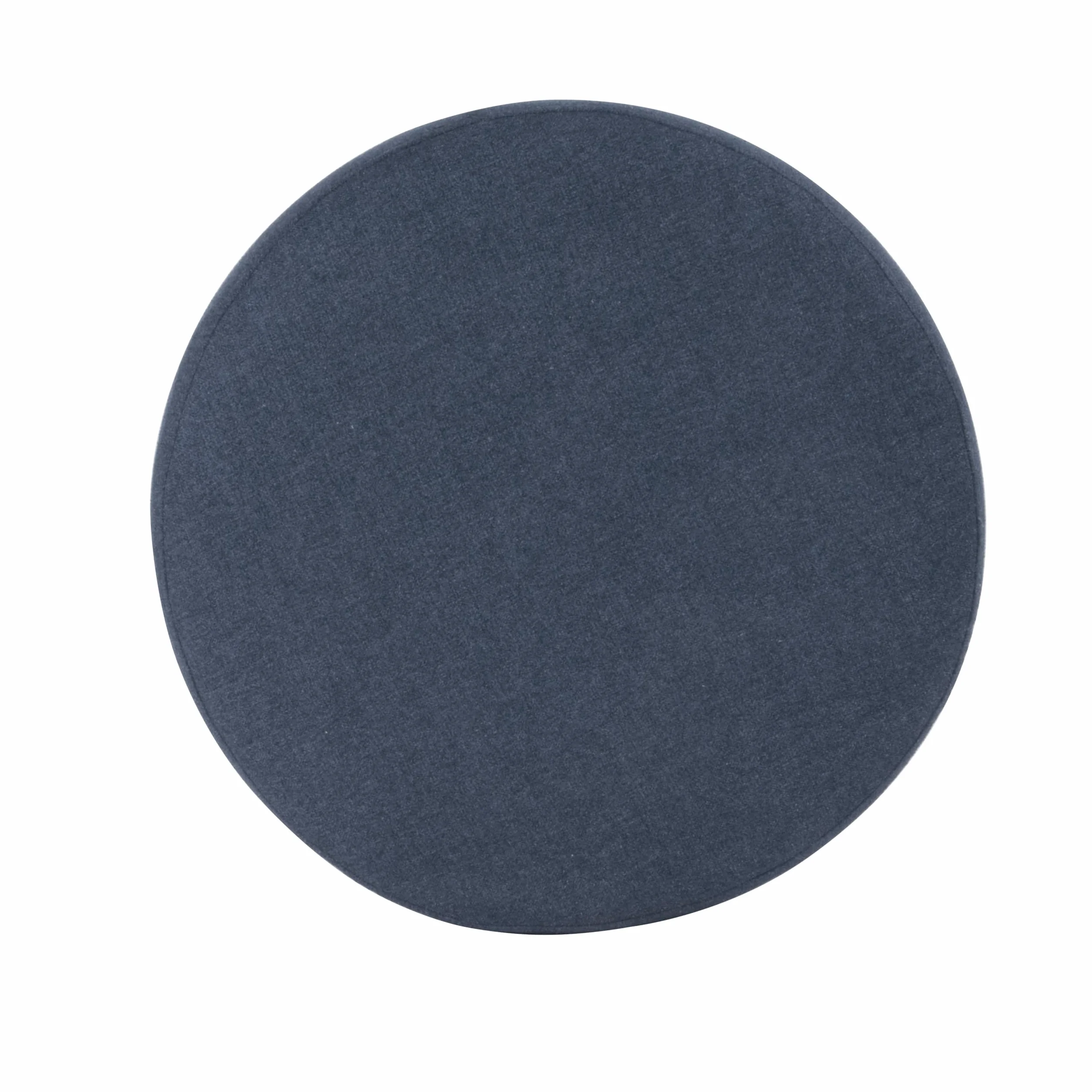 Spatial Order 22" Round Ottoman with Wooden Base - Blue Woven Fabric