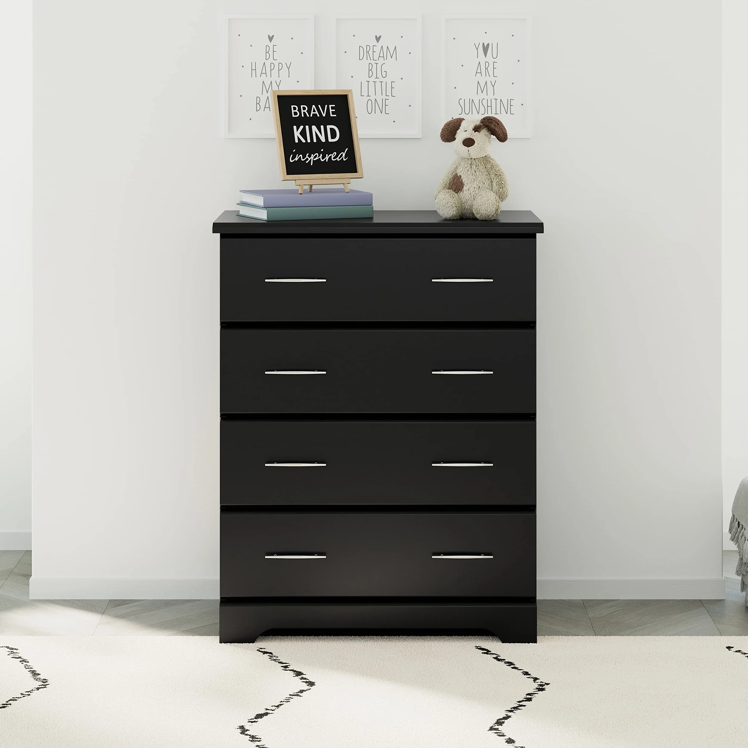 Storkcraft Brookside 4 Drawer Dresser, Black | GREENGUARD Gold Certified, Nursery Dresser for Kids Bedroom, Chest of Drawers