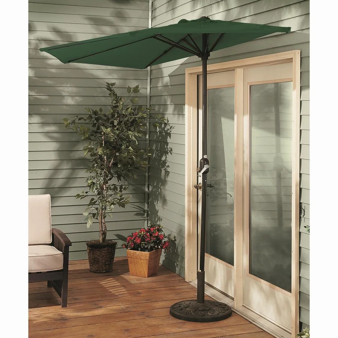 Half Round Patio Umbrella, Outdoor, Garden, Deck, Balcony Shade 8 Feet
