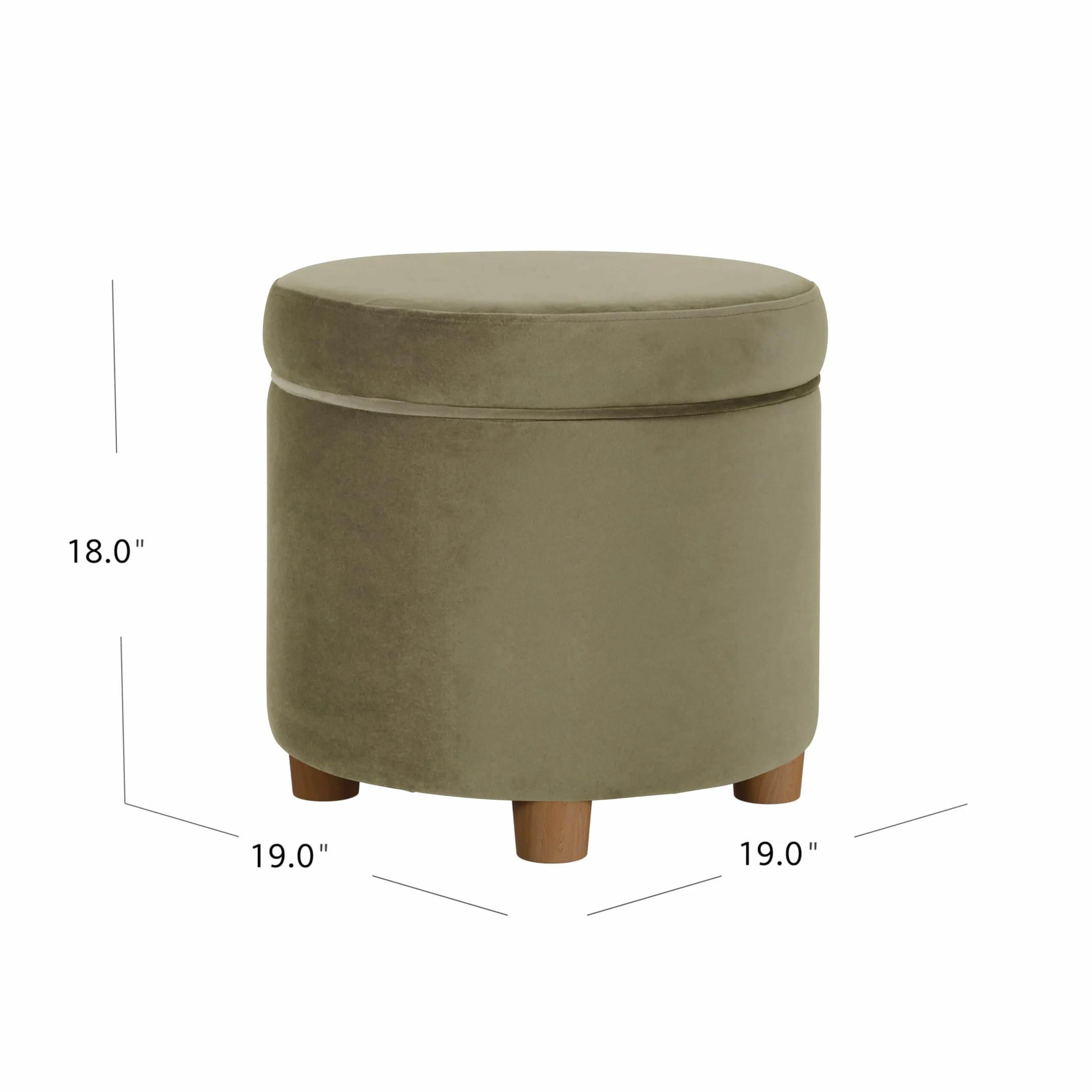 HomePop Home Decor | Upholstered Round Storage Ottoman | Ottoman with Storage for Living Room & Bedroom, Light Sage Green Velvet Large