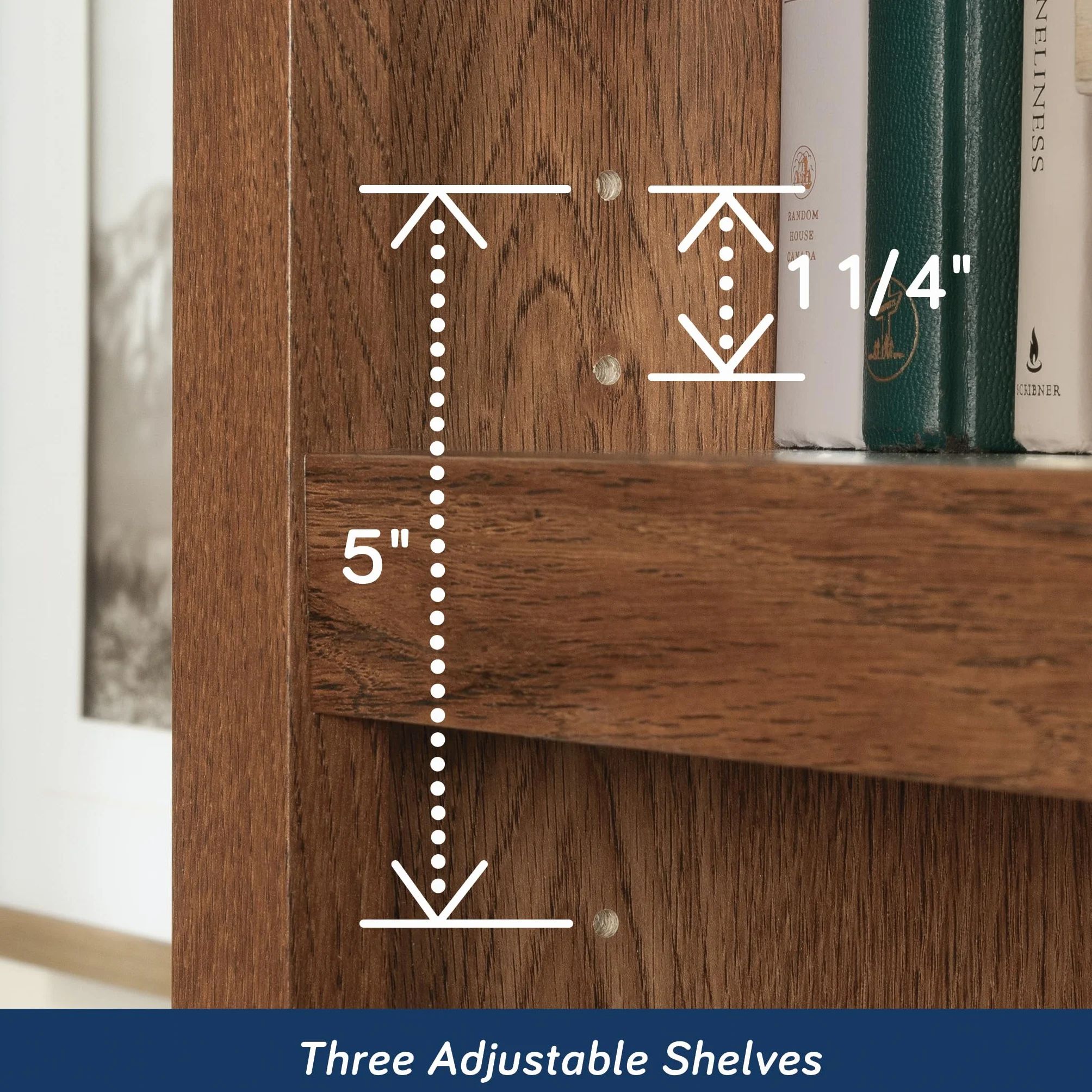 Sauder 5-Shelf Split Bookcase/ Book shelf, Oiled Oak finish