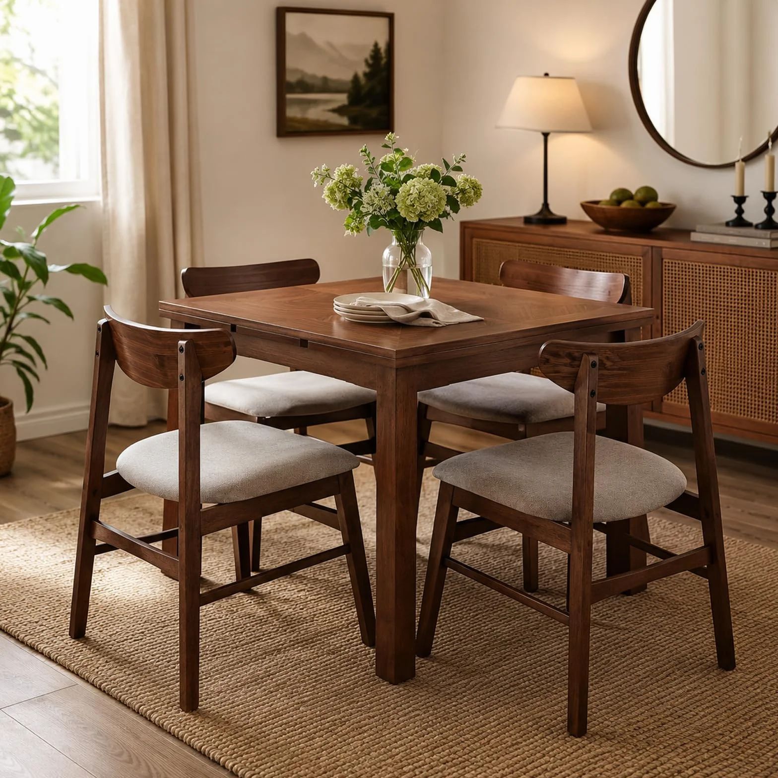Small Dining Table for 4, Extendable Dining Table, Space-Saving Design, Ideal for Compact Dining Space and Expands for Larger Dining Areas