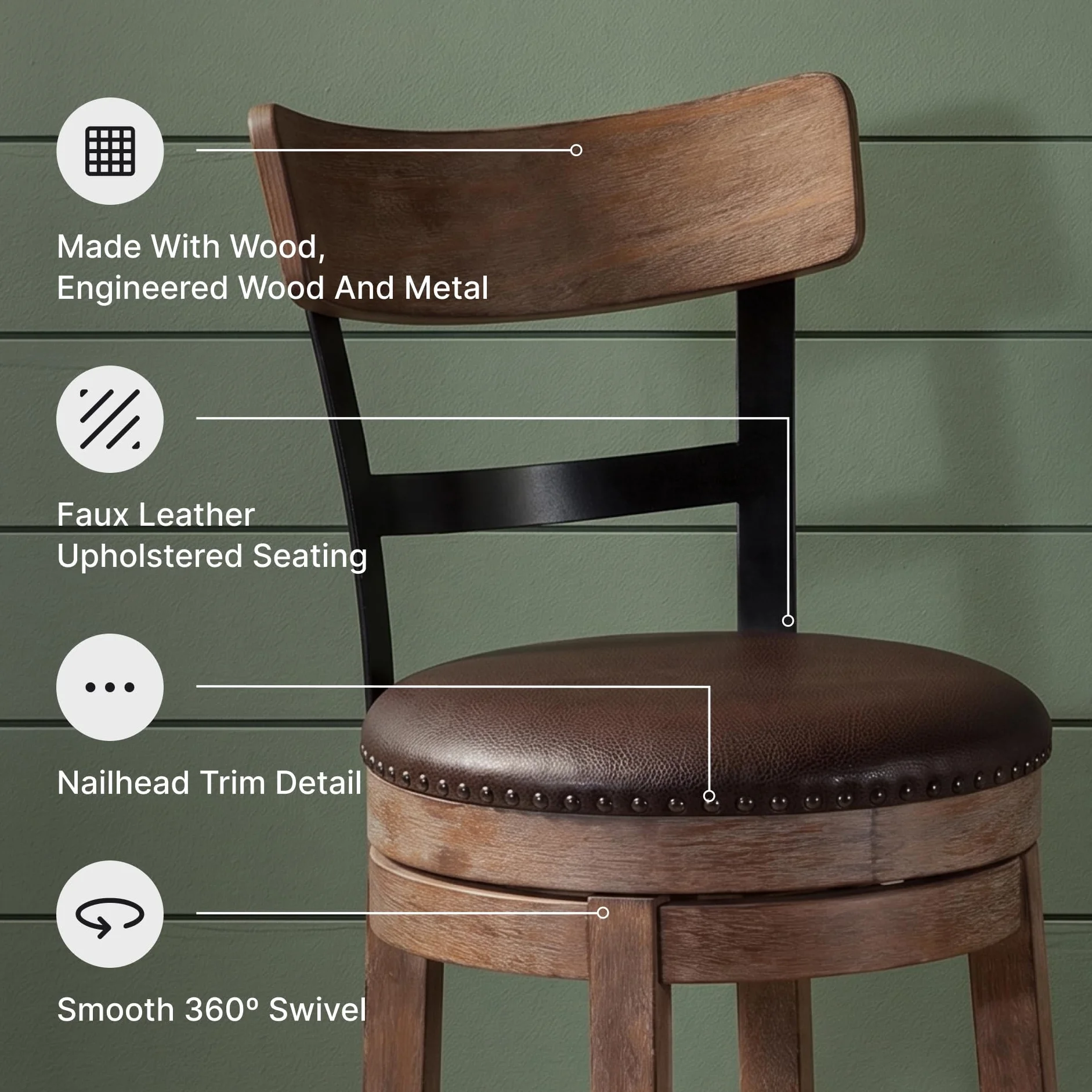 Signature Design by Ashley Pinnadel Counter Height Swivel Bar Stool, Brown