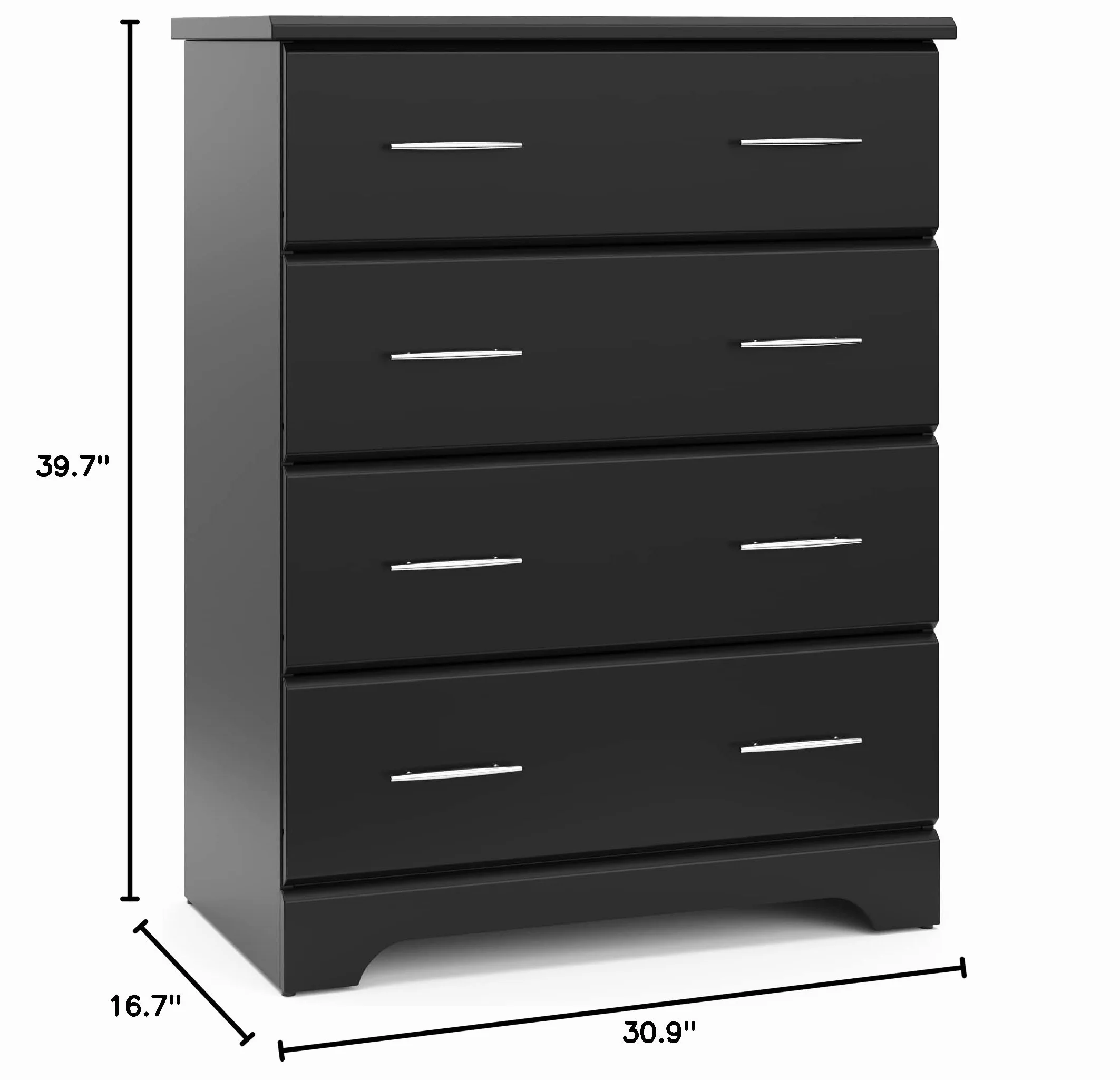 Storkcraft Brookside 4 Drawer Dresser, Black | GREENGUARD Gold Certified, Nursery Dresser for Kids Bedroom, Chest of Drawers