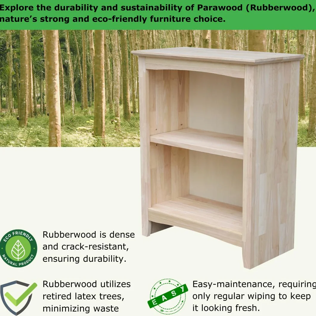 IC International Concepts Solid Wood Shaker Bookcase 30" H, Unfinished