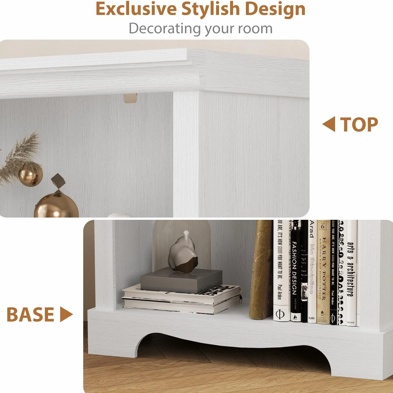 3-Tier Bookshelf, White Bookshelf with Adjustable Shelf, Wooden Bookshelf Open Storage, 9.8" D x 24.6" W x 38" H, Small Bookcase for Study Room, Living Room, Home Office, Bedroom (White)