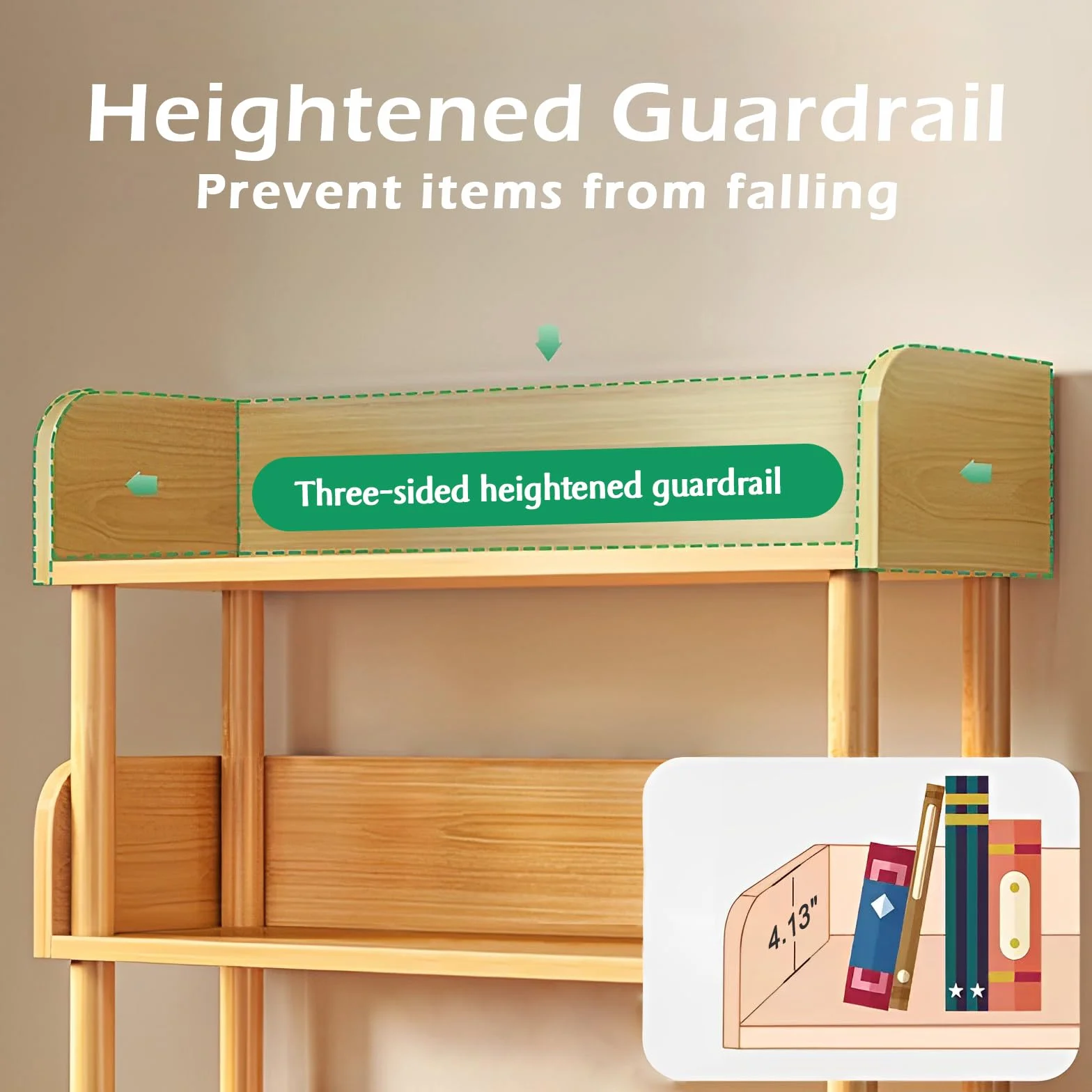 3-Tier Wooden Open Bookcase, Oak | Modern Display Bookshelf with Top Edge, Solid Wood Frame, Home and Office Storage