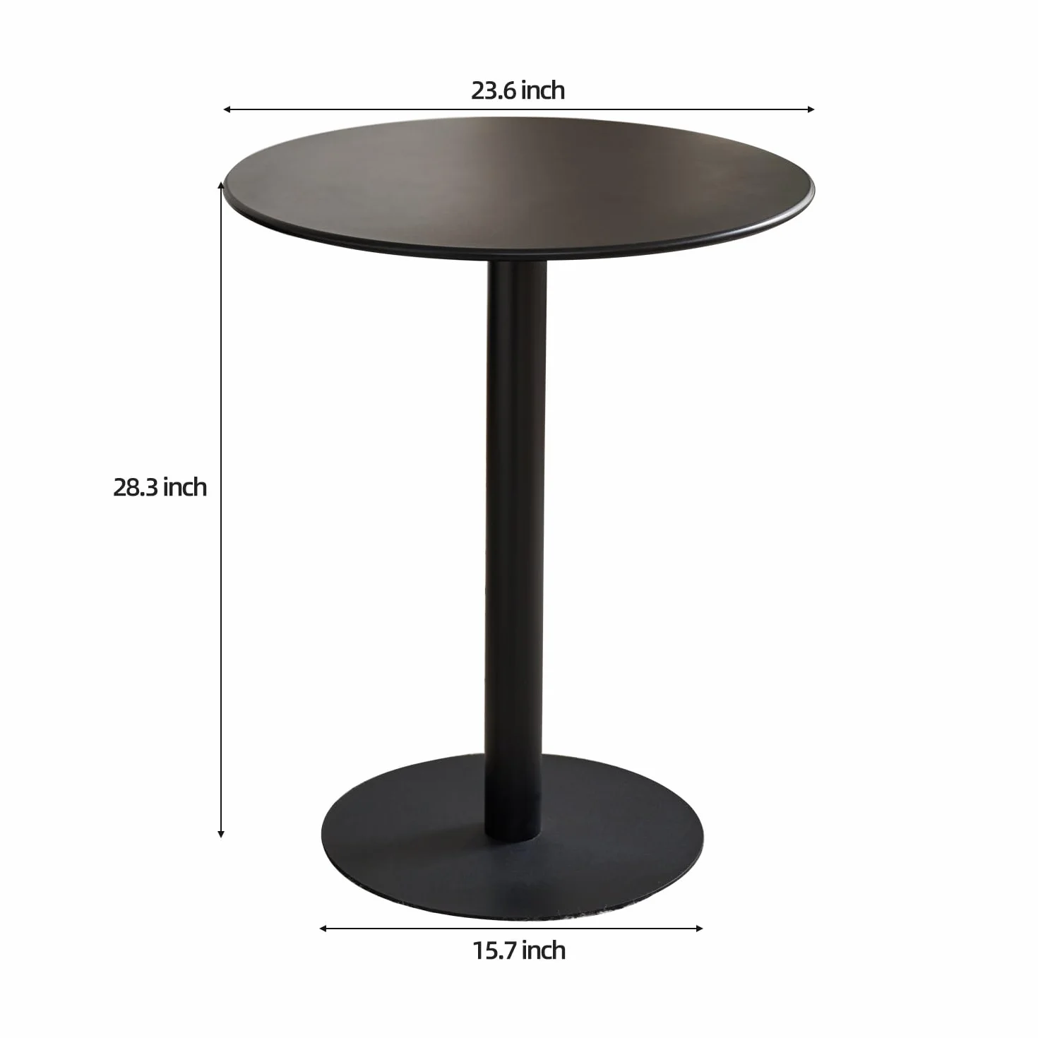 Round Dining Table 24" Circle Tulip Table for 2 People,Black | Mid Century Modern Leisure Kitchen Tables with Metal Thickened Tabletop & Sturdy Metal Pedestal Small Places Living Room Cafe